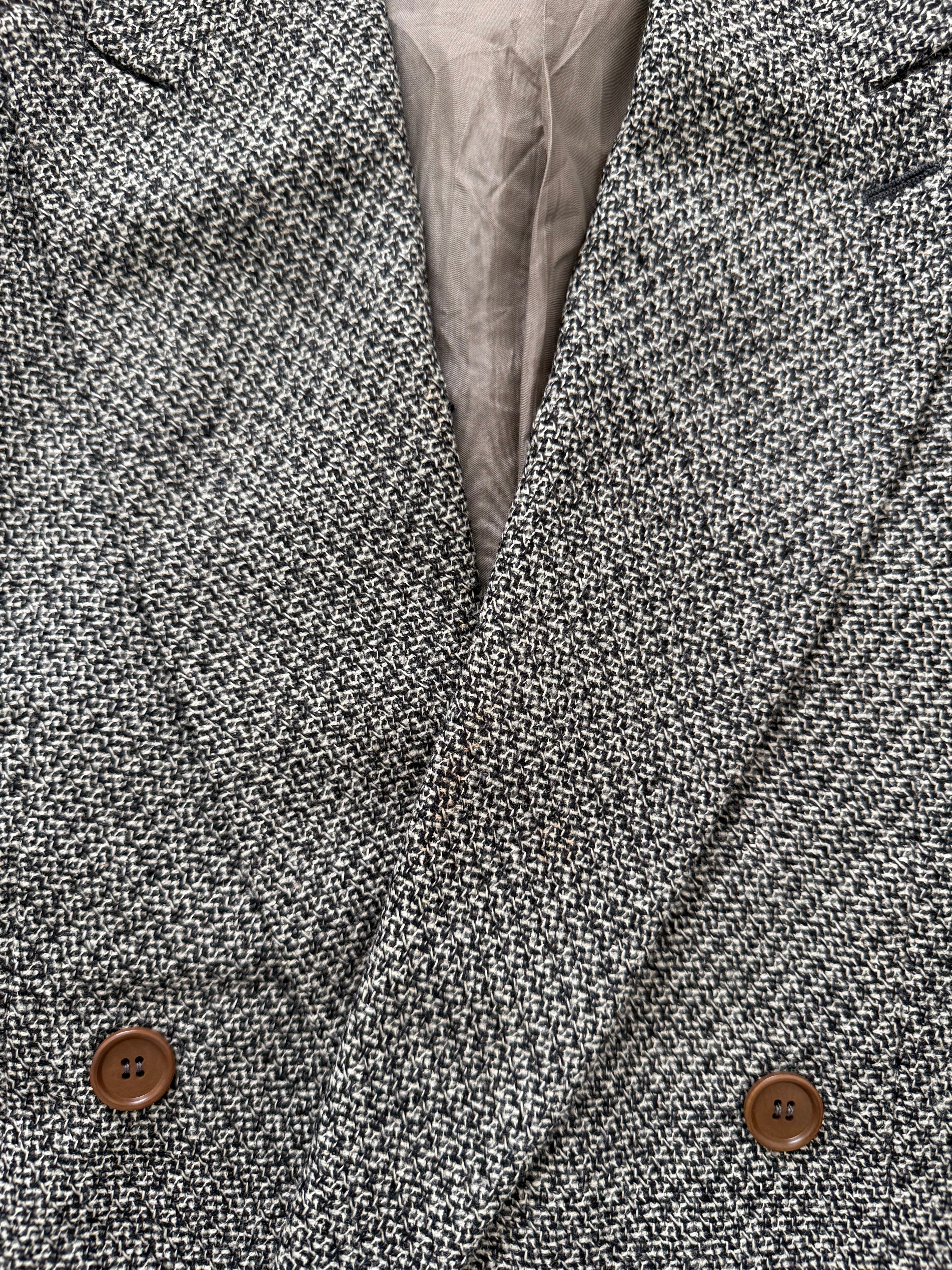 Giorgio Armani 1990s Black Label Peaked Lapel Double Breasted Textured Wool Sport Jacket Blazer - Size M