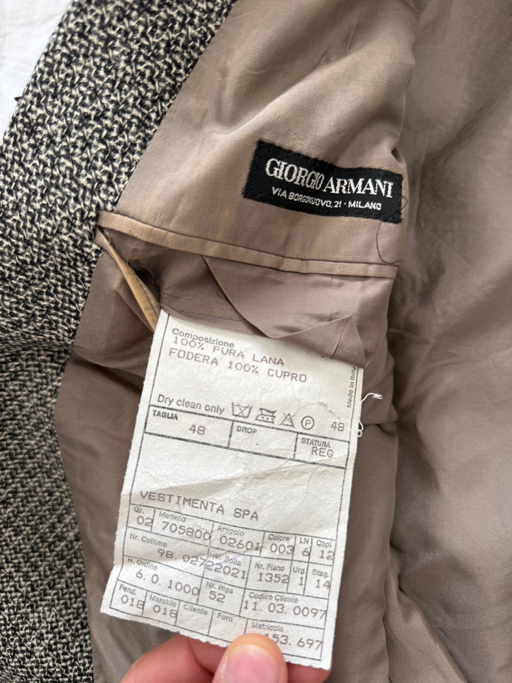 Giorgio Armani 1990s Black Label Peaked Lapel Double Breasted Textured Wool Sport Jacket Blazer - Size M