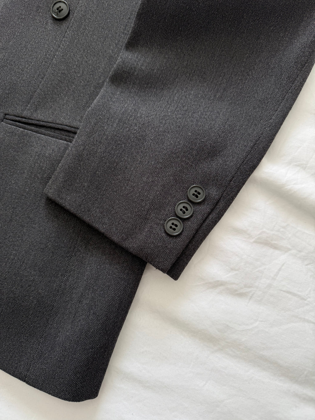 Giorgio Armani 1980s Mainline Peaked Lapel Double Breasted Grey Wool Sport Jacket Blazer - Size M