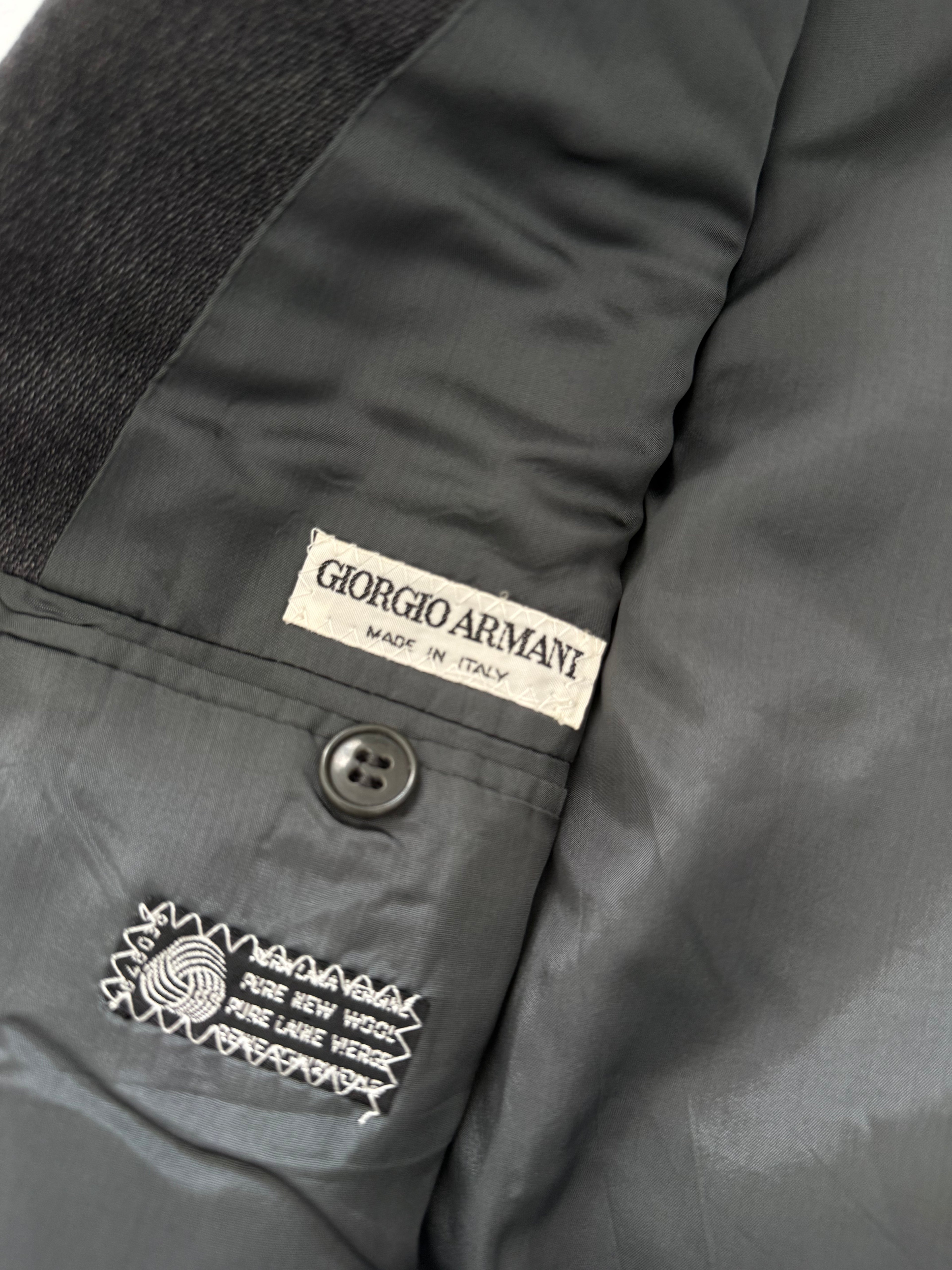 Giorgio Armani 1980s Mainline Peaked Lapel Double Breasted Grey Wool Sport Jacket Blazer - Size M
