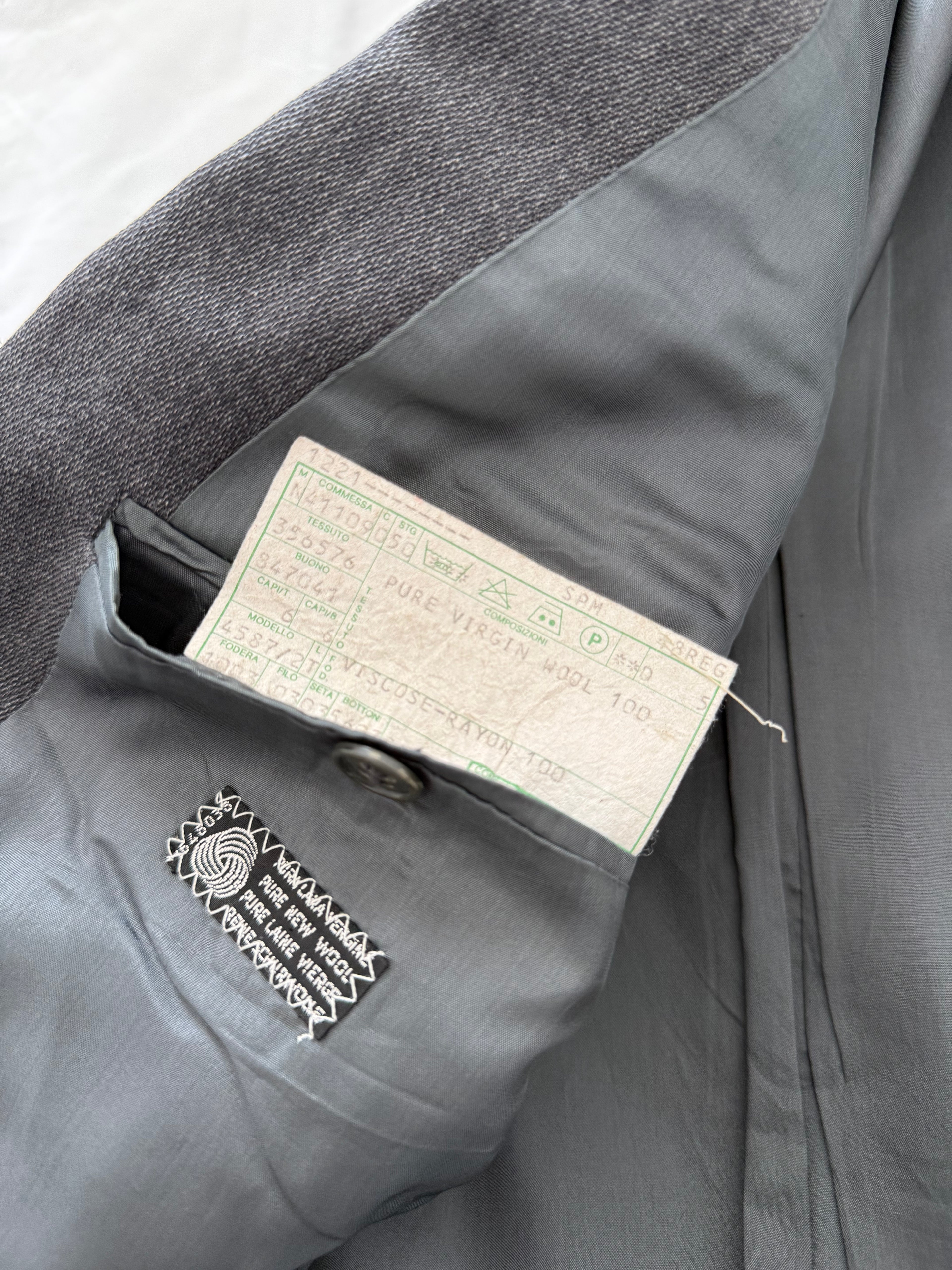 Giorgio Armani 1980s Mainline Peaked Lapel Double Breasted Grey Wool Sport Jacket Blazer - Size M