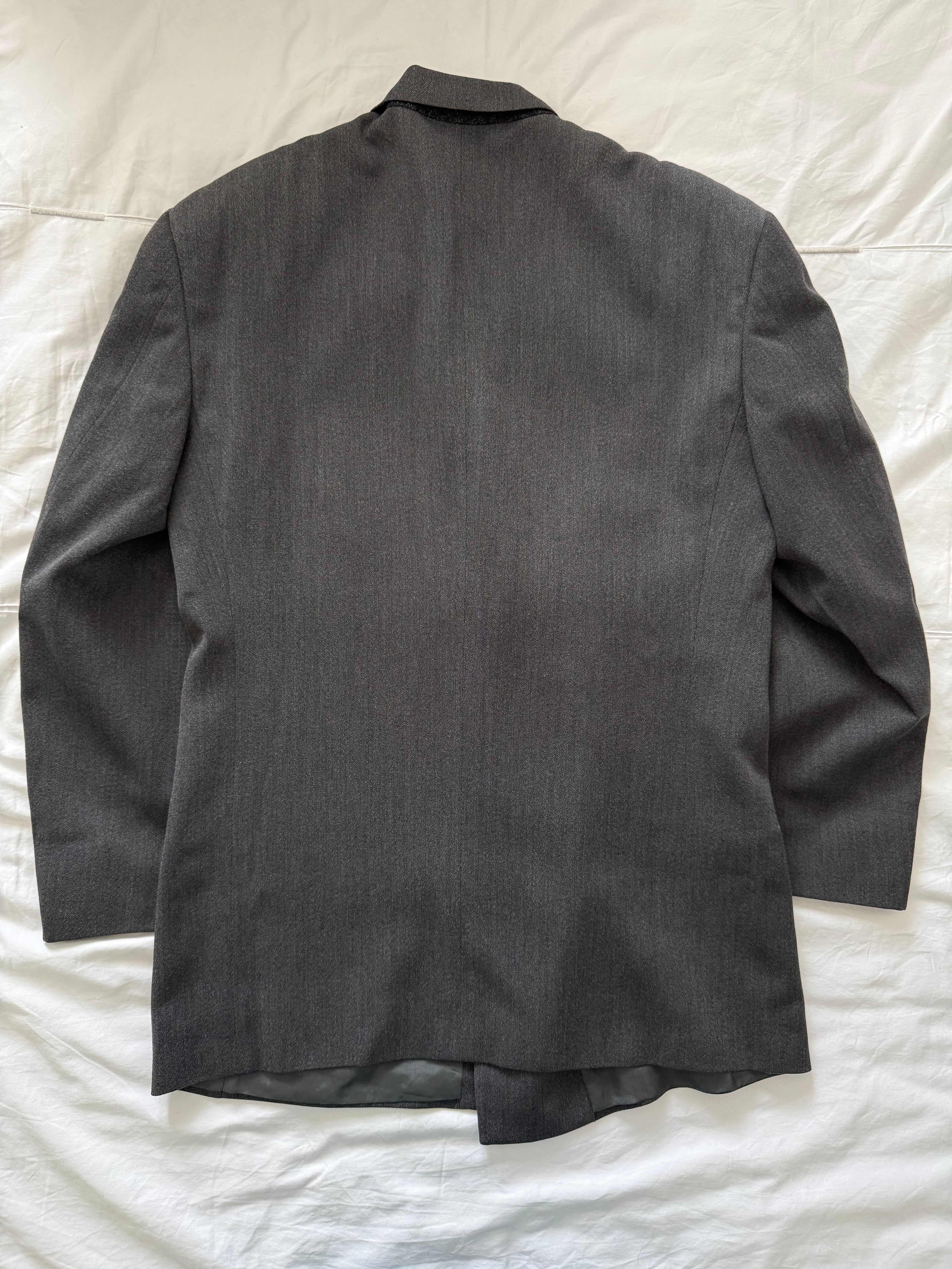Giorgio Armani 1980s Mainline Peaked Lapel Double Breasted Grey Wool Sport Jacket Blazer - Size M