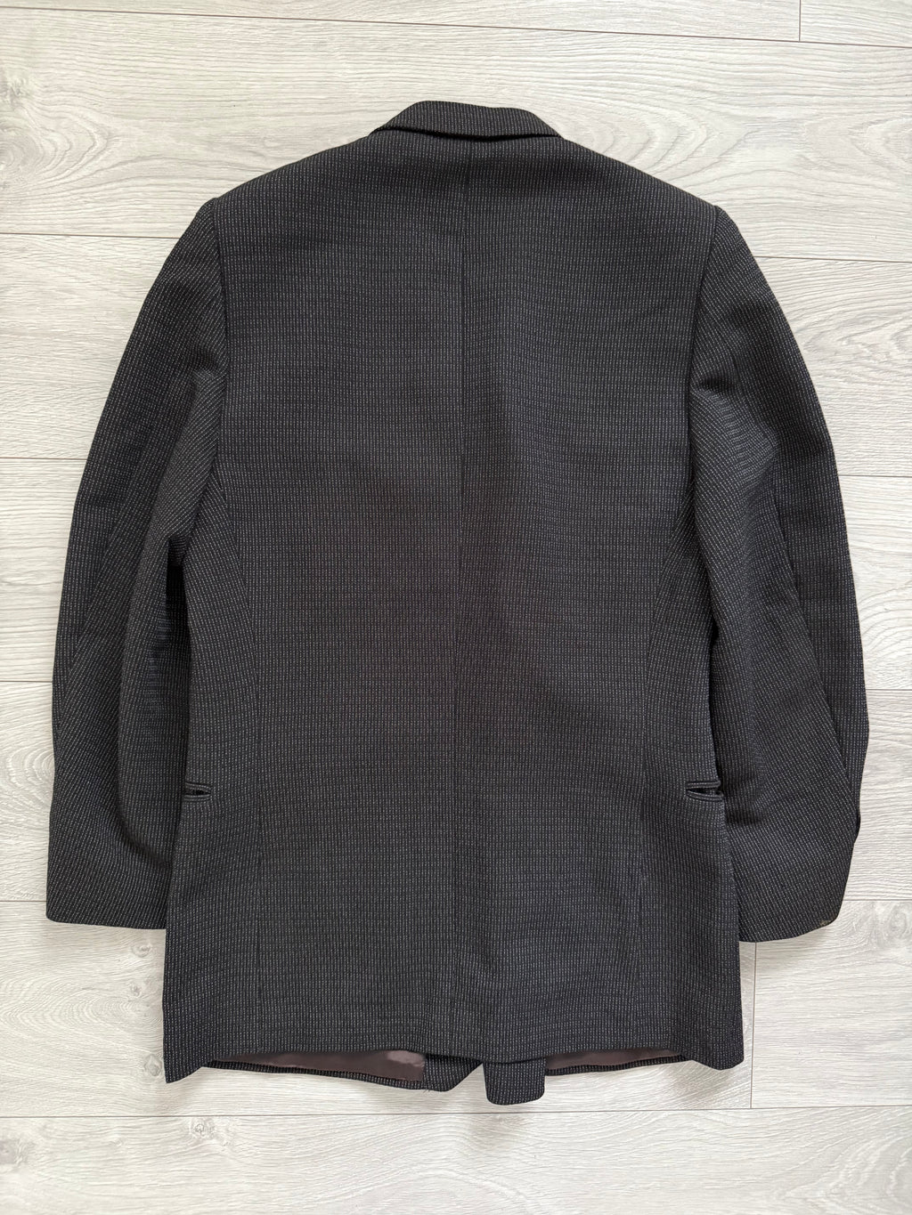Verri Uomo Armani 1990s Peaked Lapel Double Breasted 6B Wool Textured Brown Suit - Size S Jacket / 32" Waist