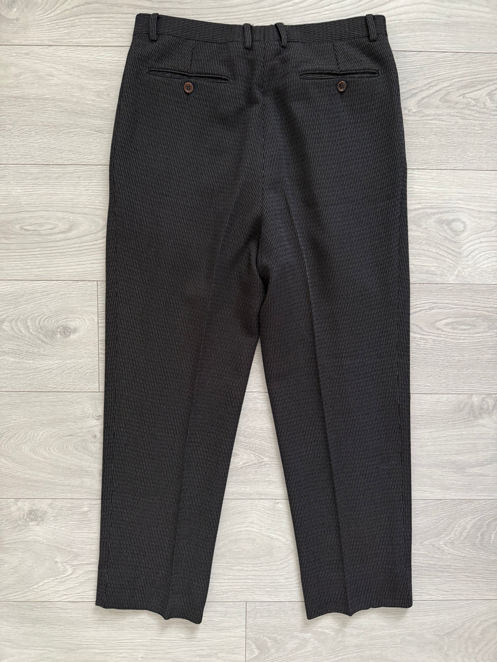 Verri Uomo Armani 1990s Peaked Lapel Double Breasted 6B Wool Textured Brown Suit - Size S Jacket / 32" Waist