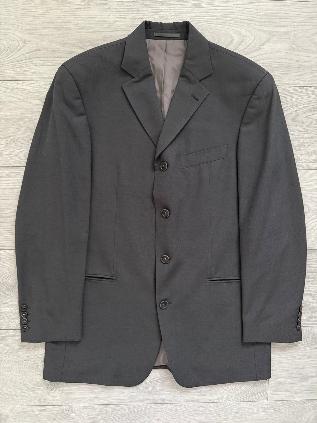 Hugo Boss 1990s 4B Pleated Wool Suit Grey - Size L Jacket / 33" Waist