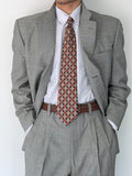 Givenchy 1980s 3B Pleated Wool Textured Grey Suit - Size XL Jacket / 35" Waist
