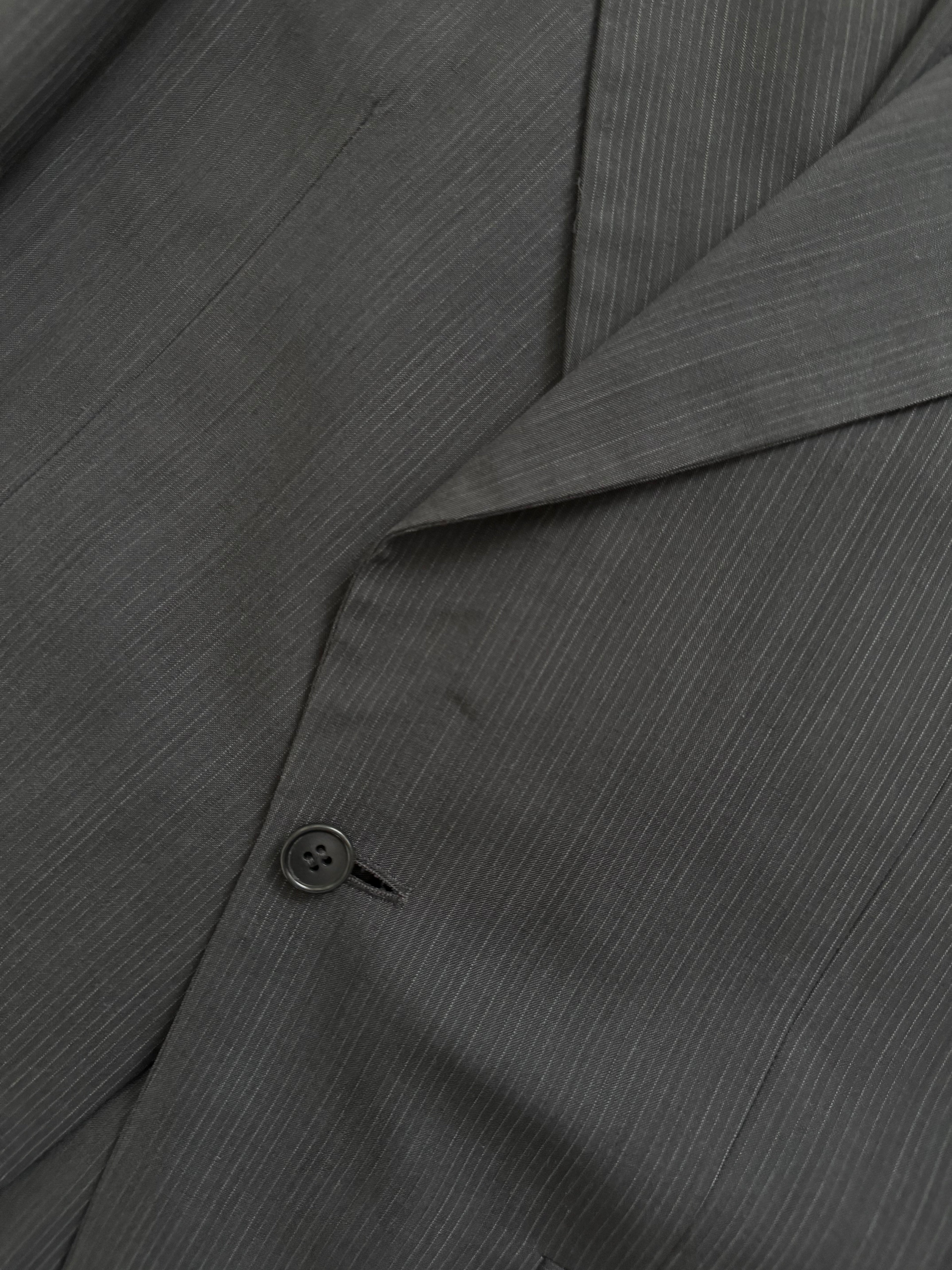 Basile 1980s 1B Asymmetrical Pleated Wool Grey Suit - Size S Jacket / 30" Waist