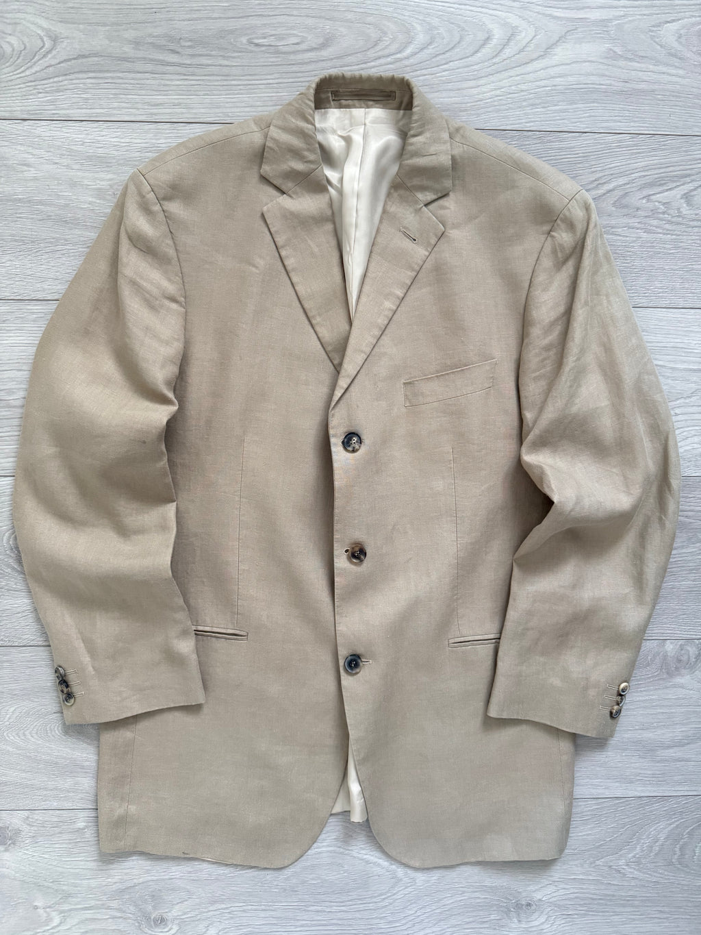 Hugo Boss 1990s 3B Linen Suit - Size XL Jacket / 35" Waist
