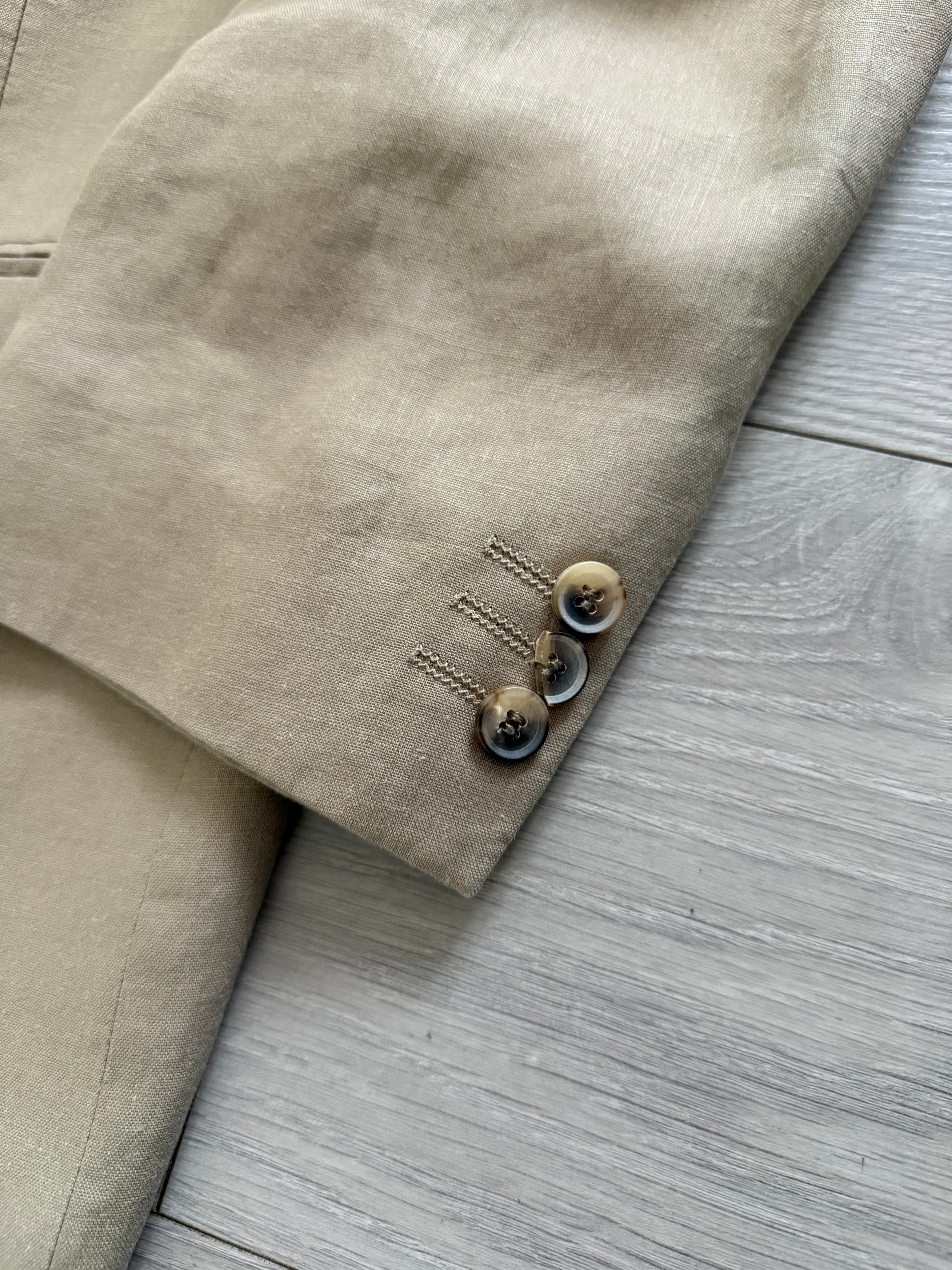 Hugo Boss 1990s 3B Linen Suit - Size XL Jacket / 35" Waist