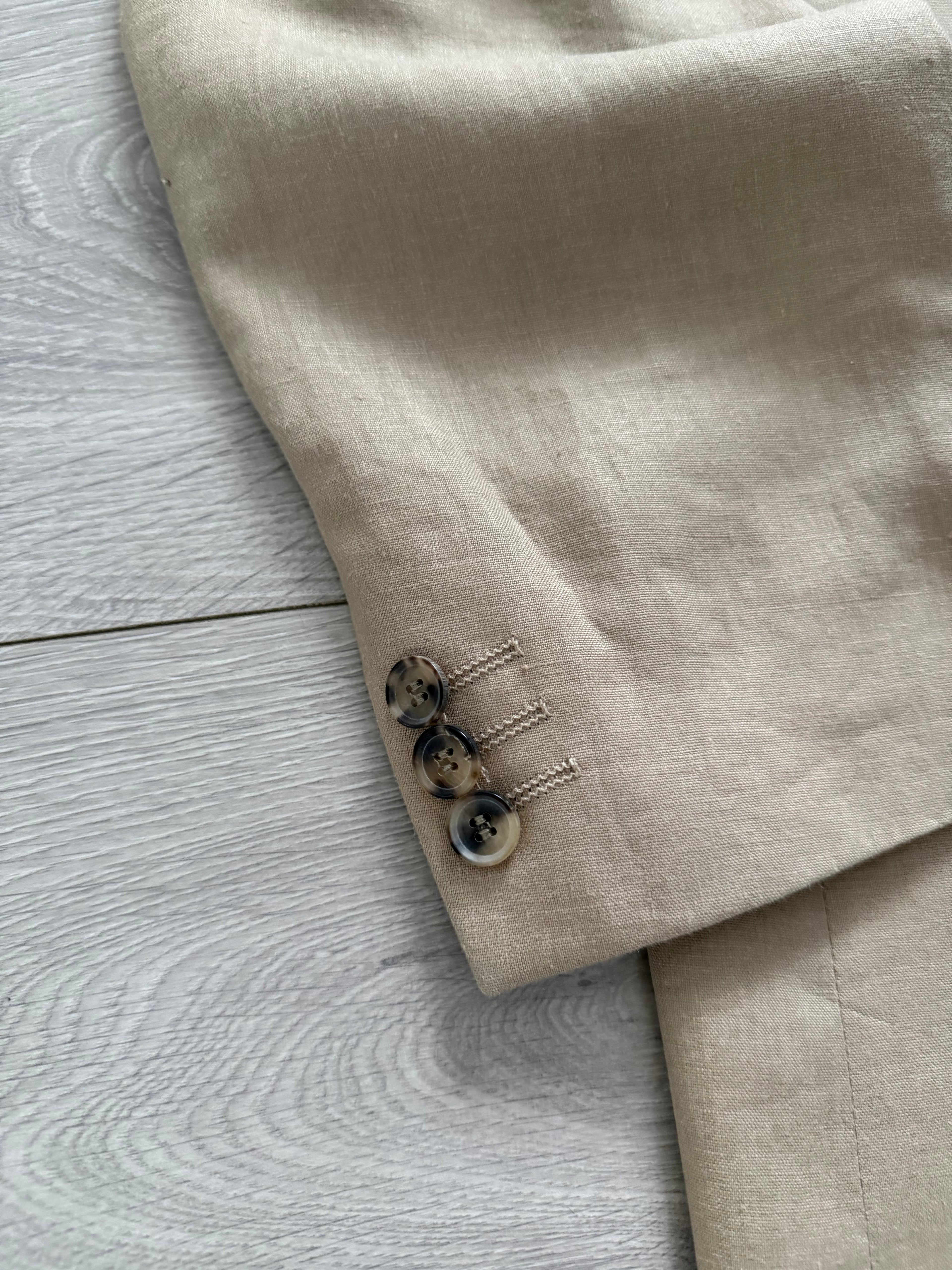 Hugo Boss 1990s 3B Linen Suit - Size XL Jacket / 35" Waist