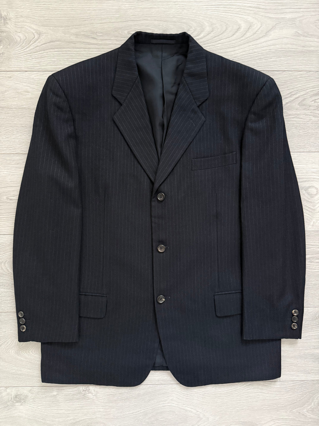 Comme Des Garcons Homme Deux 1998 3B Wool Silk Double-Pleat Pinstripe Suit - Size L Jacket / 34" Waist