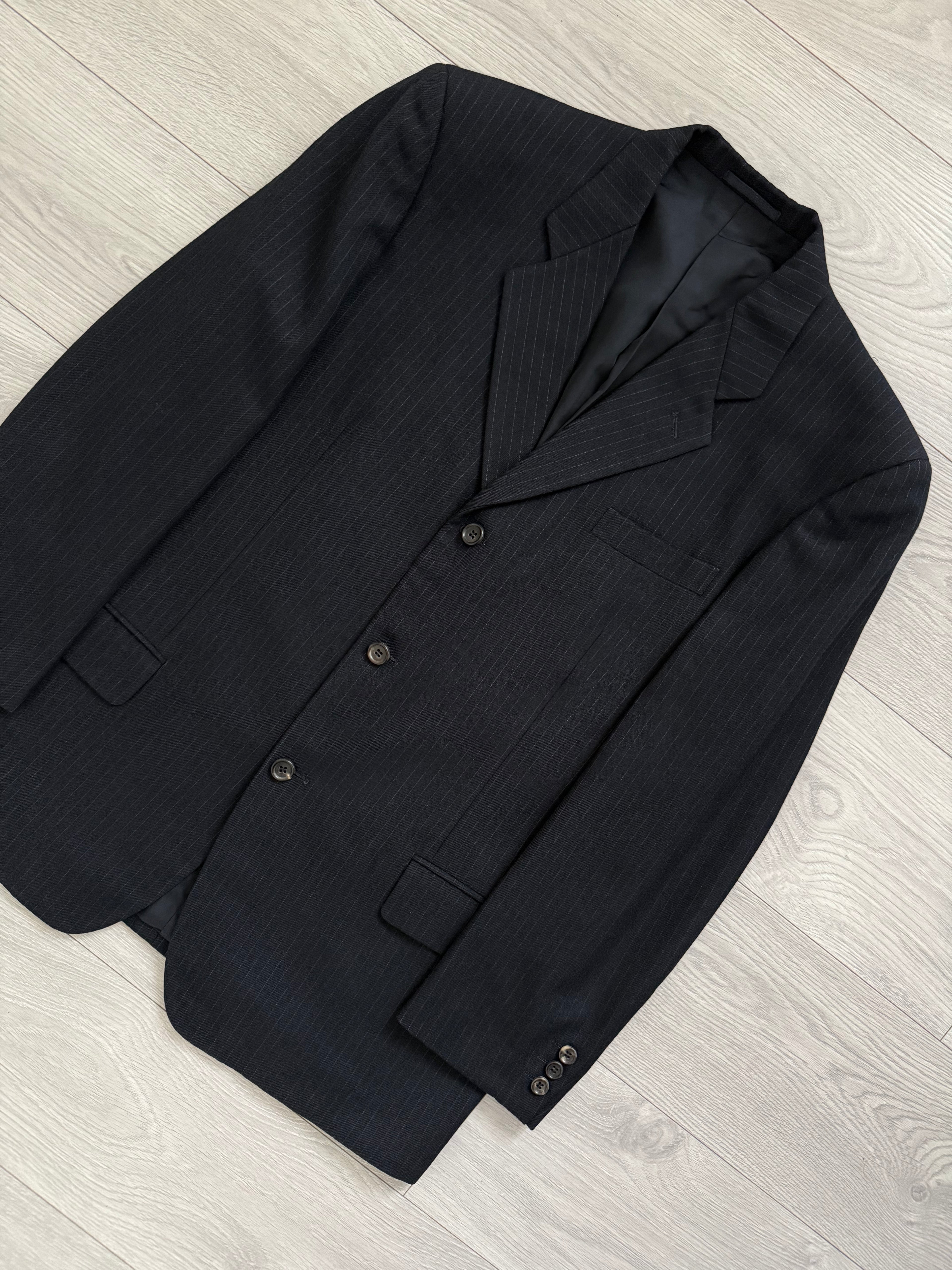 Comme Des Garcons Homme Deux 1998 3B Wool Silk Double-Pleat Pinstripe Suit - Size L Jacket / 34" Waist