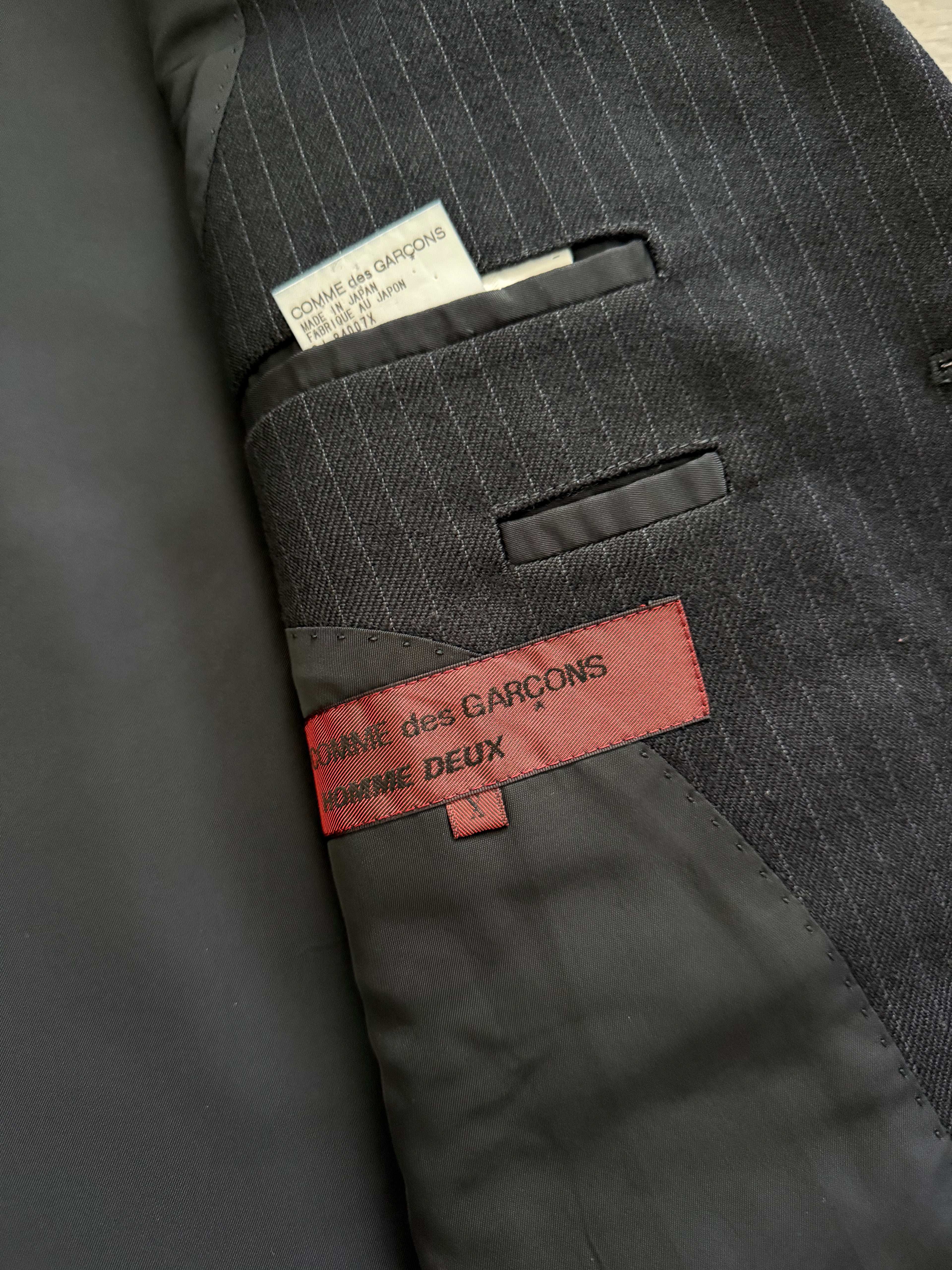Comme Des Garcons Homme Deux 1998 3B Wool Silk Double-Pleat Pinstripe Suit - Size L Jacket / 34" Waist