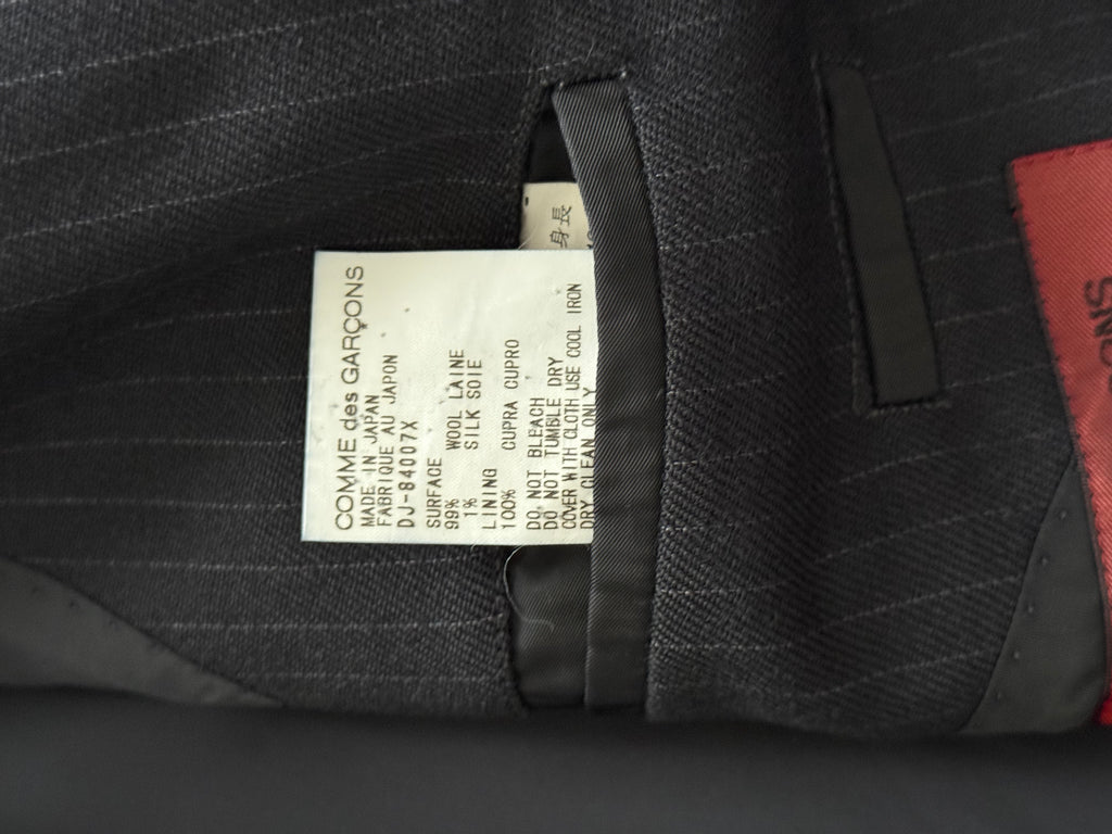 Comme Des Garcons Homme Deux 1998 3B Wool Silk Double-Pleat Pinstripe Suit - Size L Jacket / 34" Waist