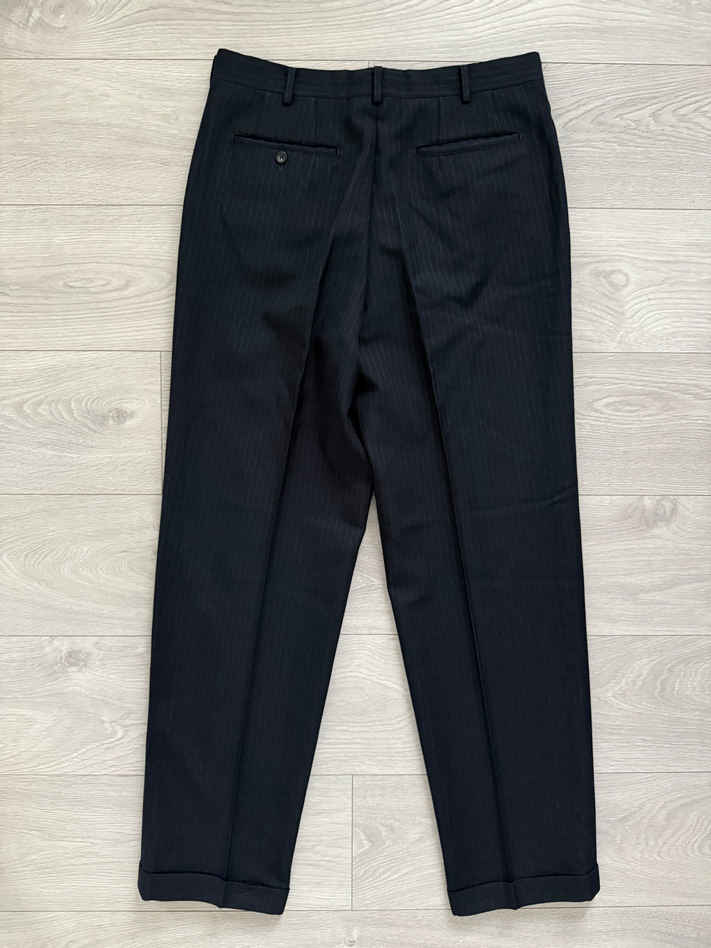 Comme Des Garcons Homme Deux 1998 3B Wool Silk Double-Pleat Pinstripe Suit - Size L Jacket / 34" Waist