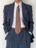 Givenchy 1980s 2B Pleated Wool Textured Blue Lightweight Suit - Size L Jacket / 35" Waist