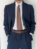 Givenchy 1980s 2B Pleated Wool Textured Blue Lightweight Suit - Size L Jacket / 34" Waist