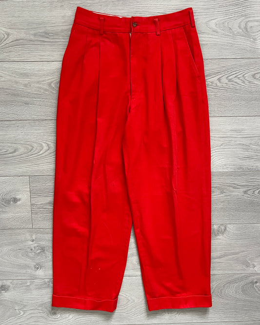 Comme Des Garcons Homme AW1993 Pleated Red Trousers - Size 32