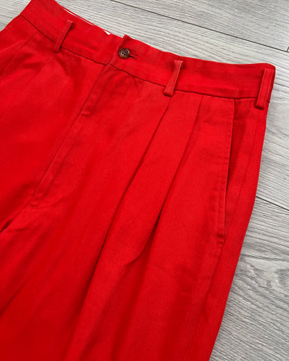 Comme Des Garcons Homme AW1993 Pleated Red Trousers - Size 32