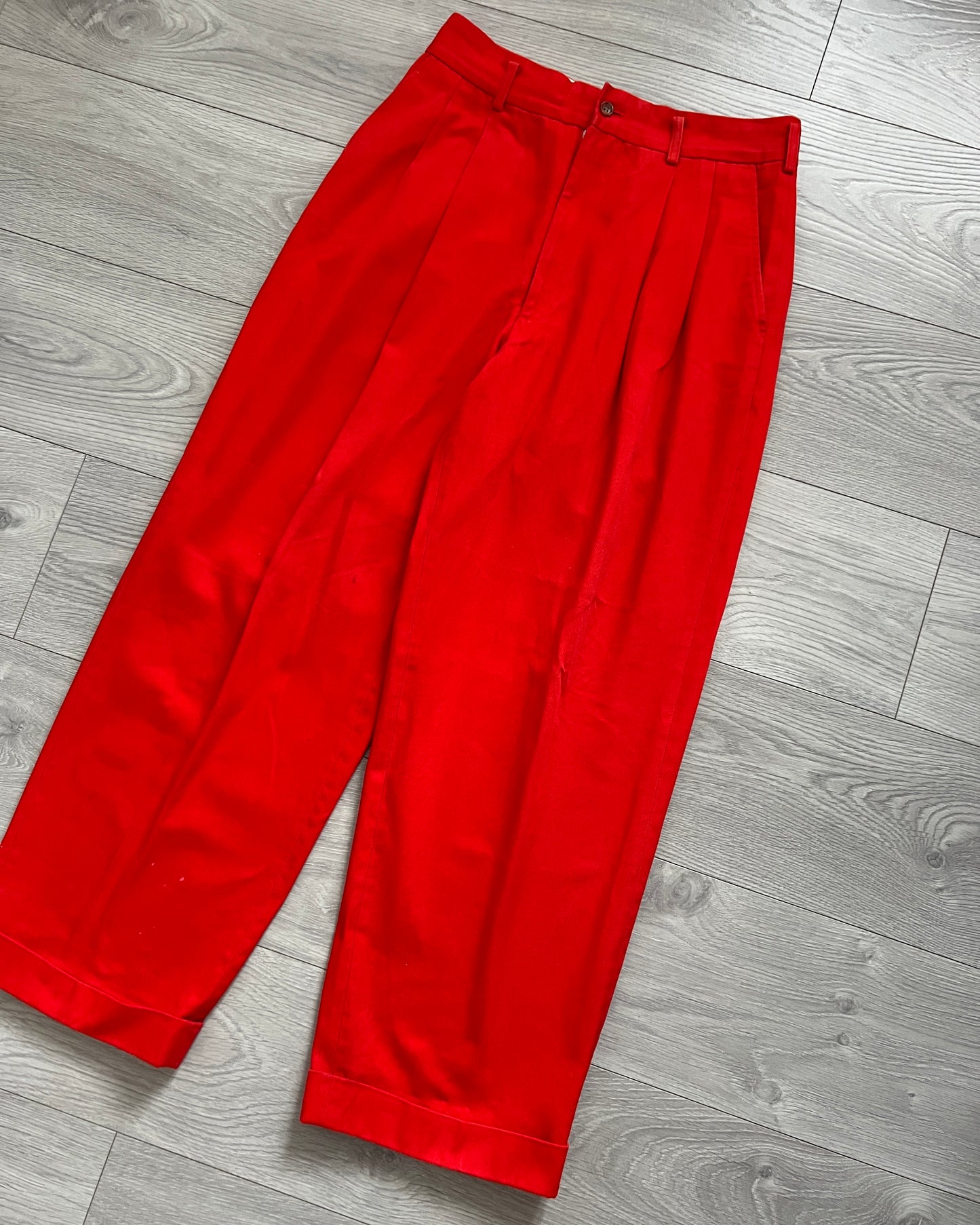 Comme Des Garcons Homme AW1993 Pleated Red Trousers - Size 32