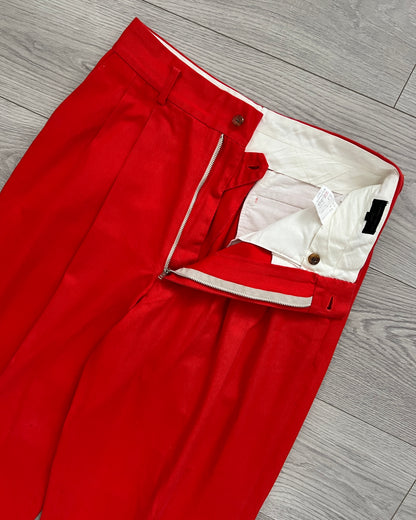 Comme Des Garcons Homme AW1993 Pleated Red Trousers - Size 32