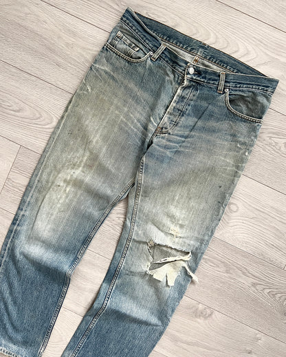 Helmut Lang 1998 Knee Blowout Vintage Denim Jeans - Size 34