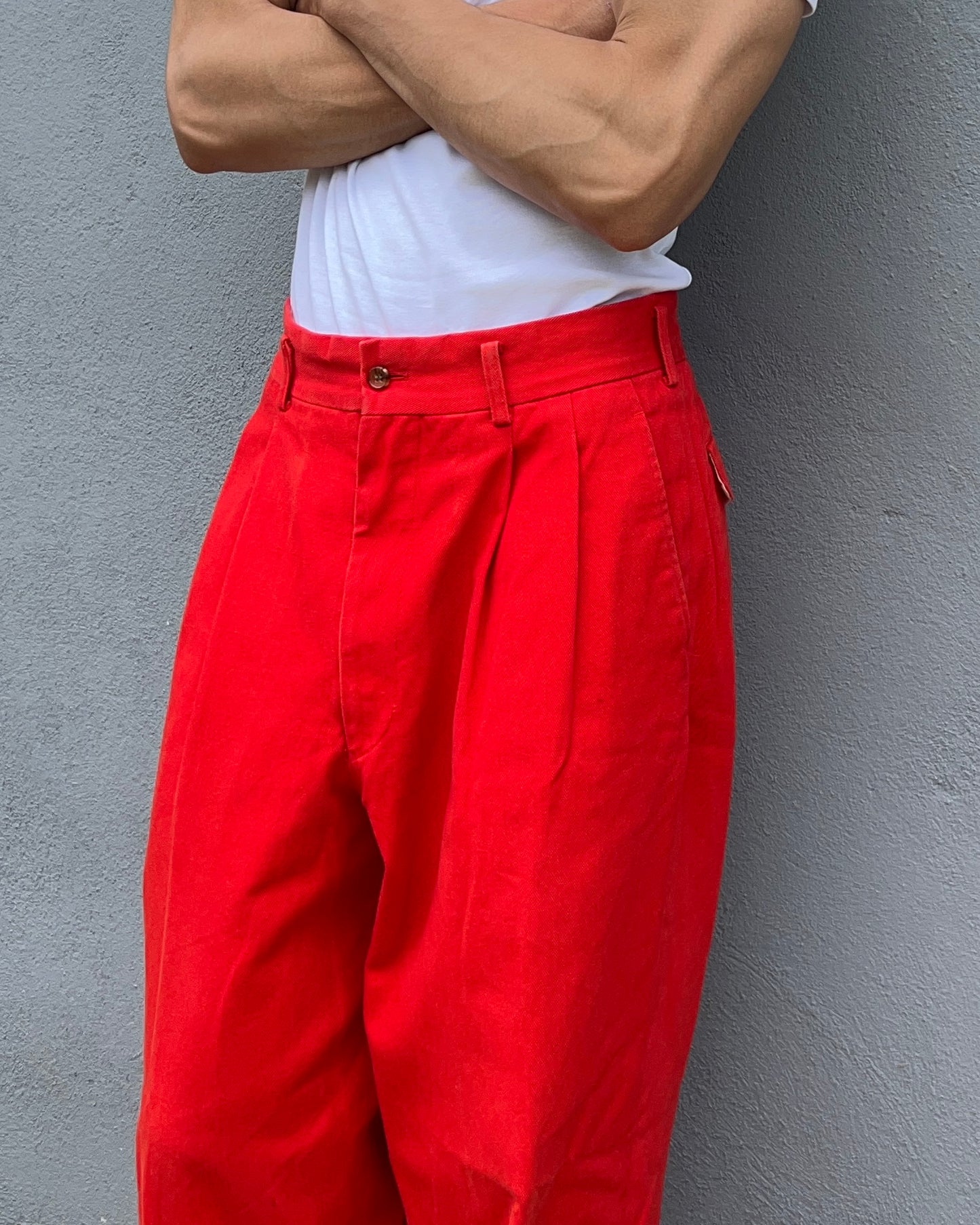 Comme Des Garcons Homme AW1993 Pleated Red Trousers - Size 32