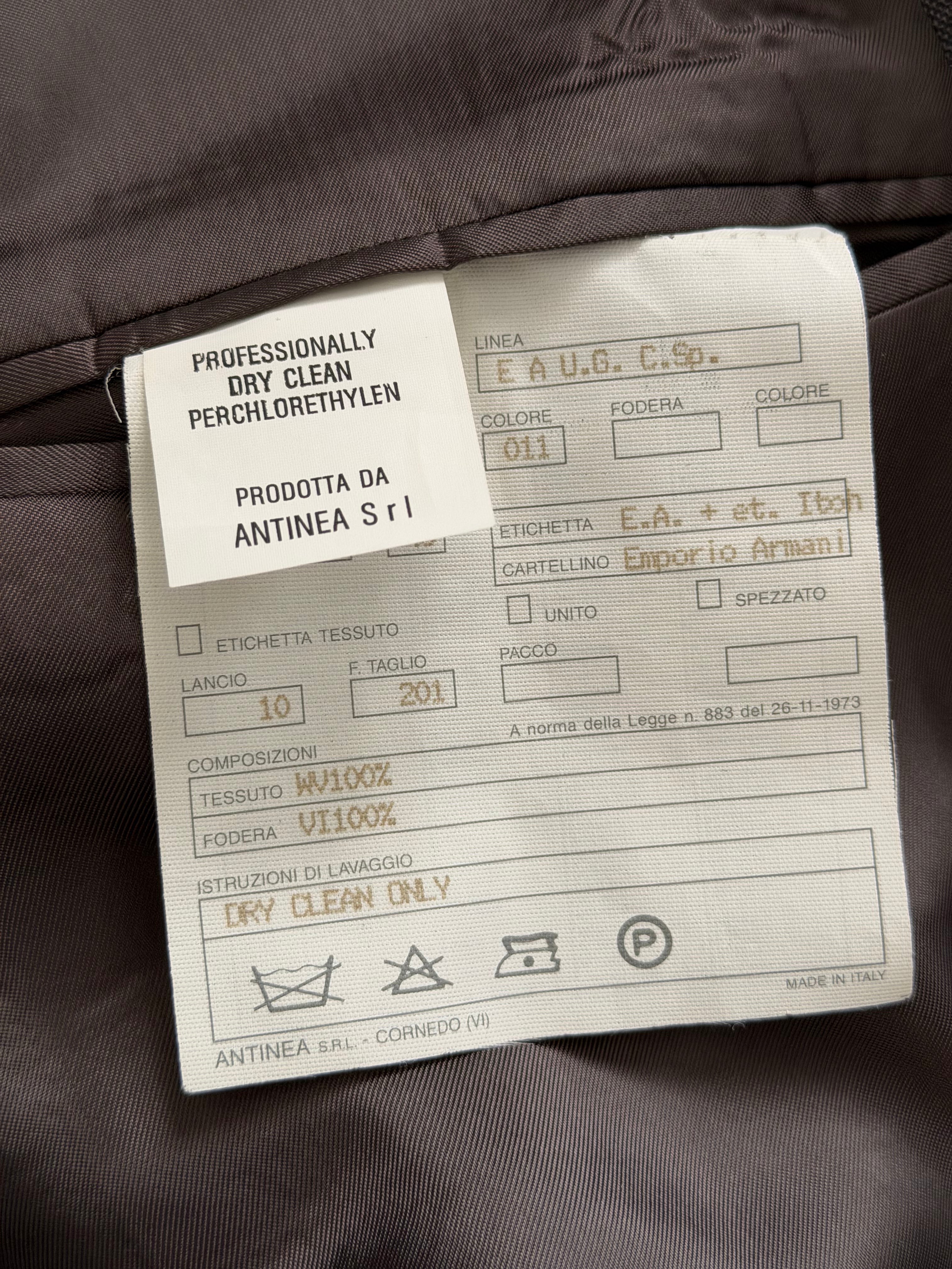 Emporio Armani 1990s Peaked Lapel Double Breasted Double-Pleated Wool Suit Grey - Size M Jacket / 32" Waist