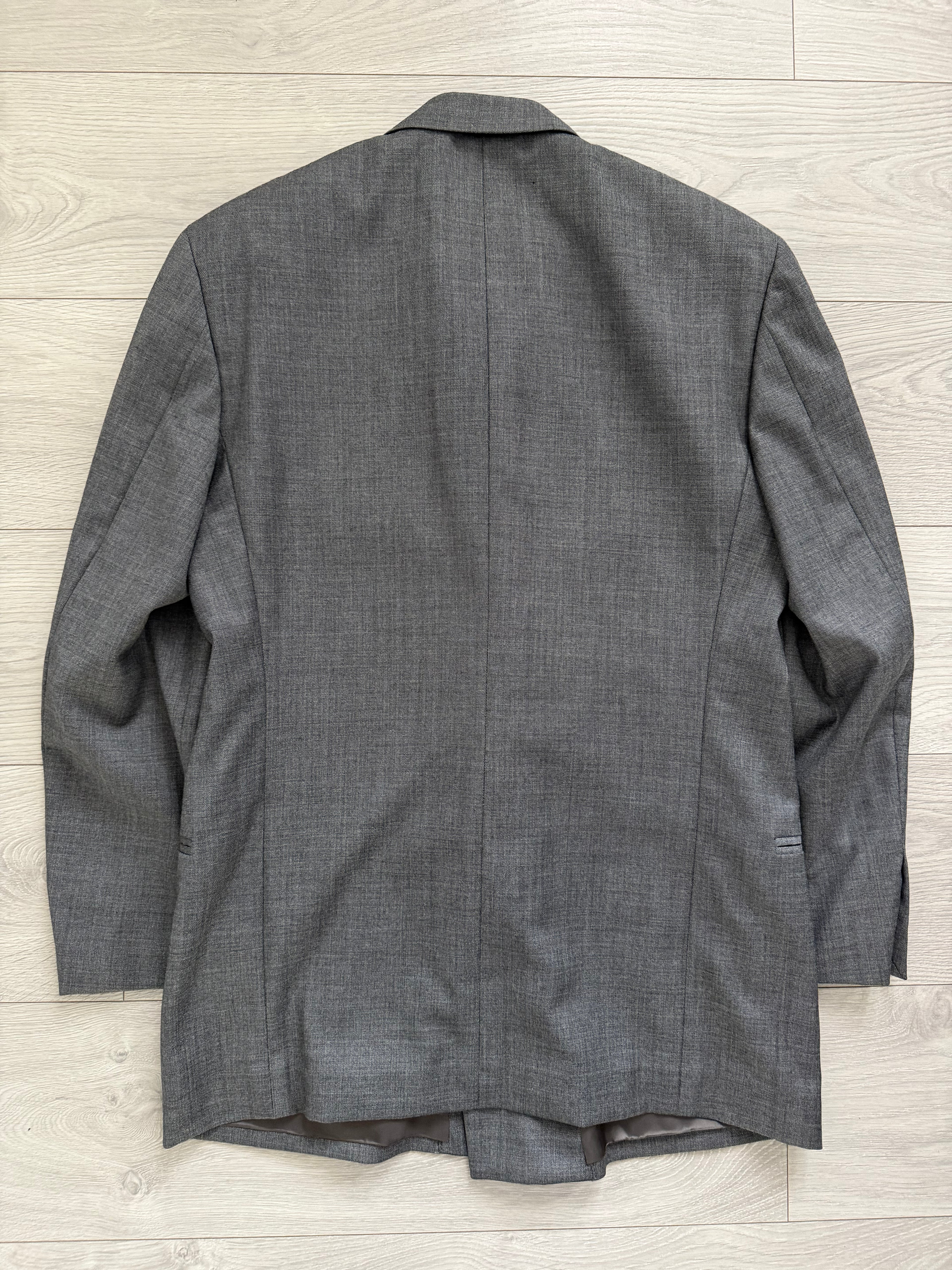 Emporio Armani 1990s Peaked Lapel Double Breasted Double-Pleated Wool Suit Grey - Size M Jacket / 32" Waist