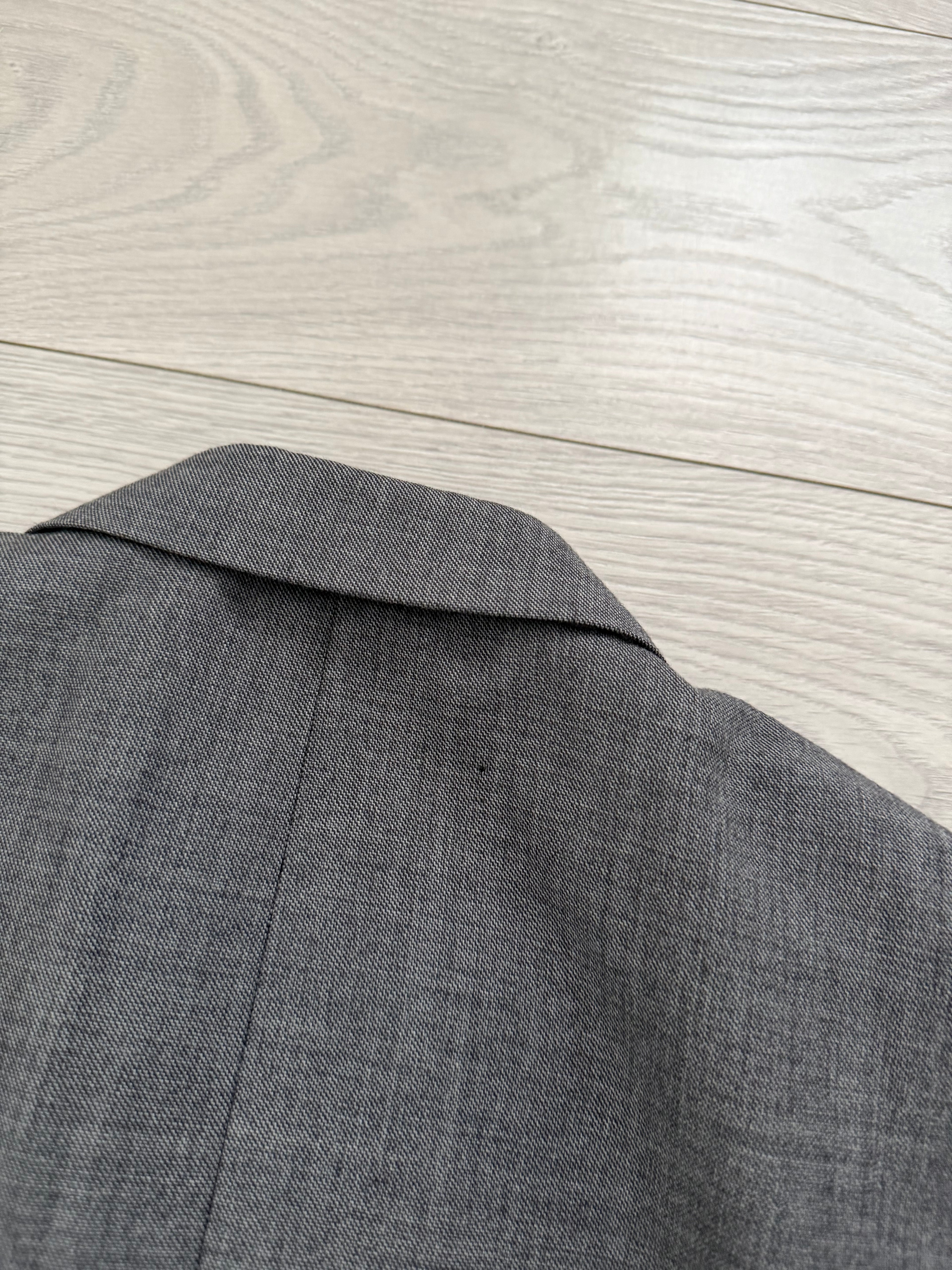 Emporio Armani 1990s Peaked Lapel Double Breasted Double-Pleated Wool Suit Grey - Size M Jacket / 32" Waist