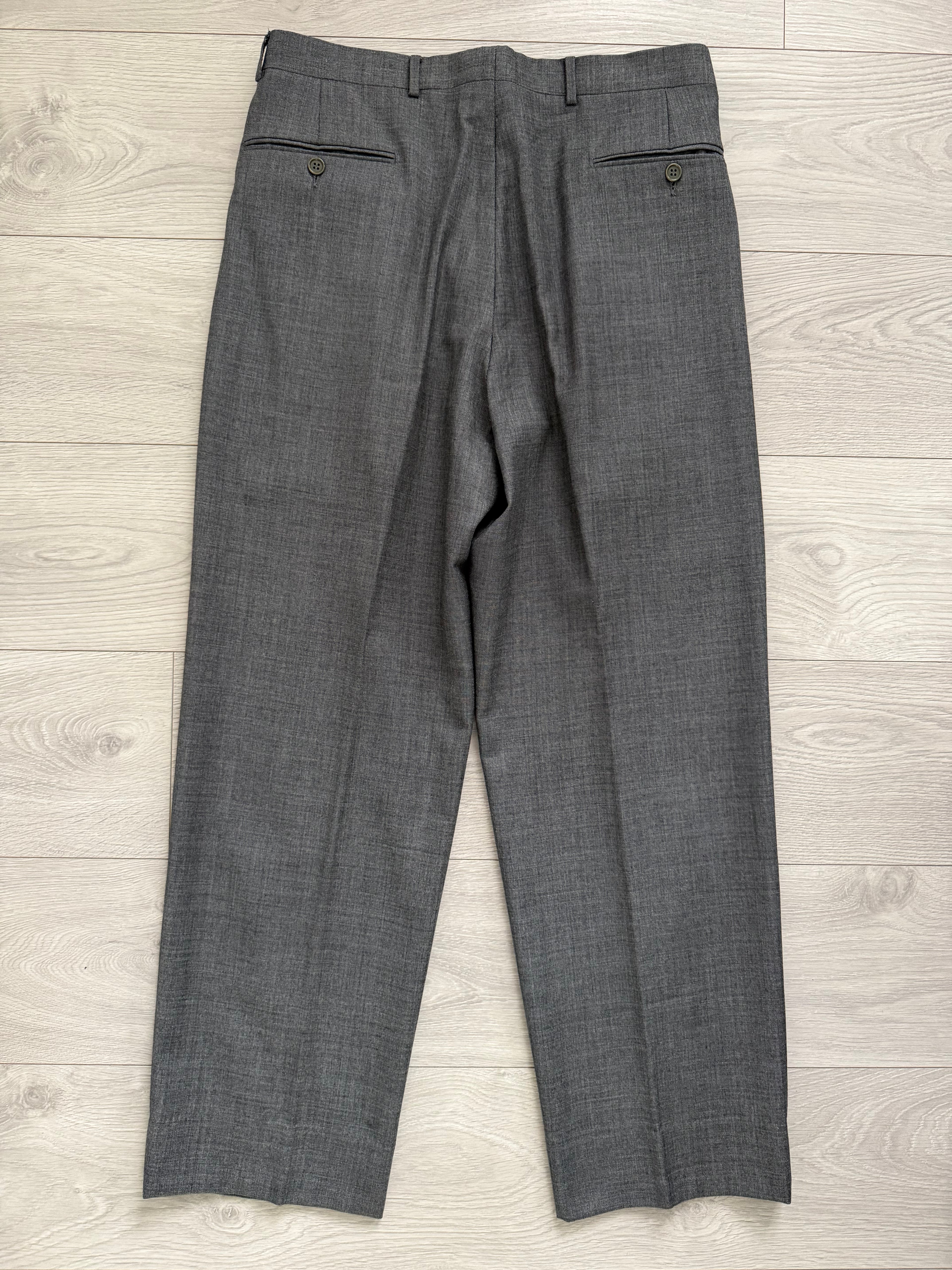 Emporio Armani 1990s Peaked Lapel Double Breasted Double-Pleated Wool Suit Grey - Size M Jacket / 32" Waist