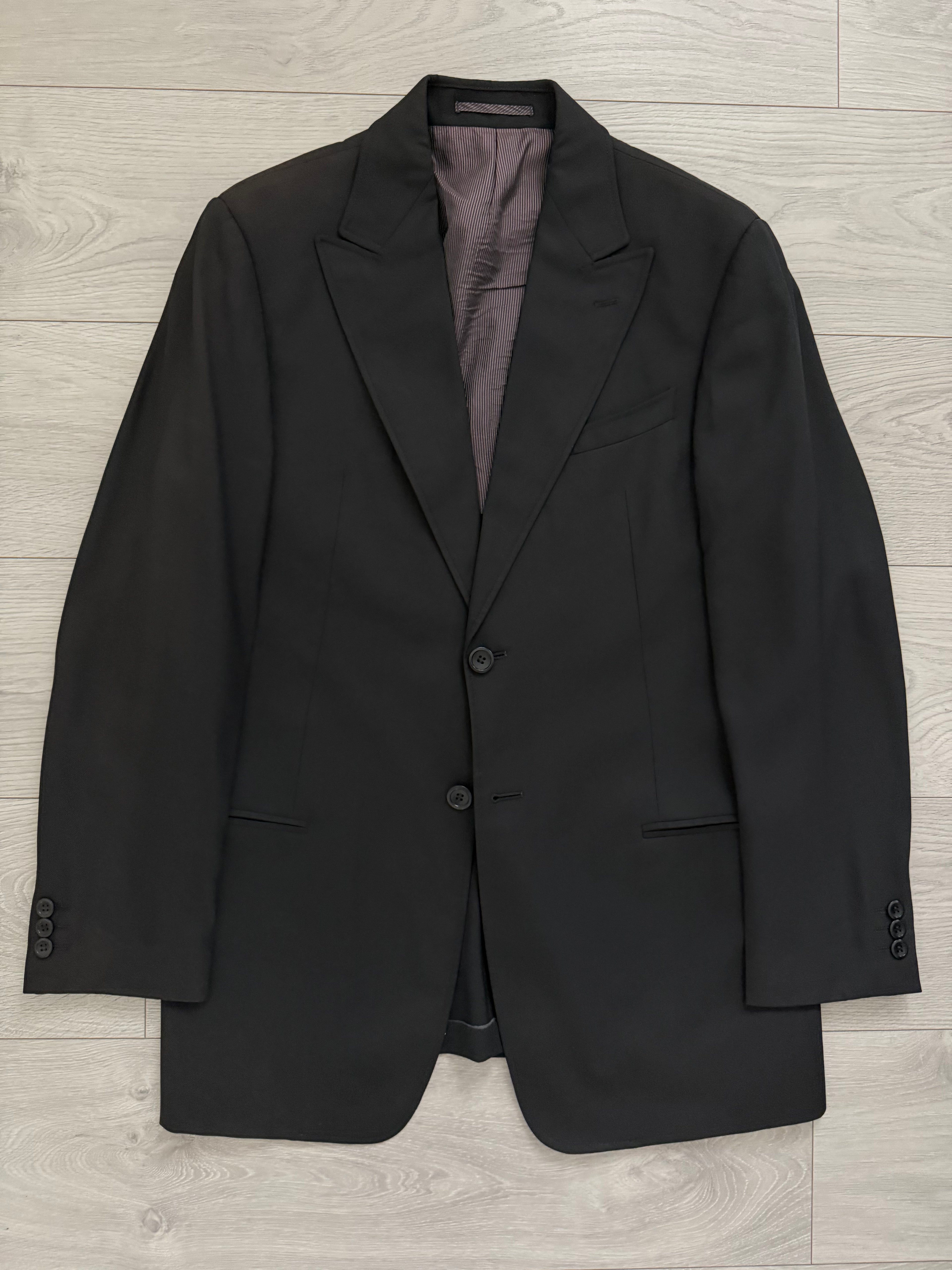 Armani 1990s Wool Viscose 2B Black Suit - Size M Jacket / 34" Waist