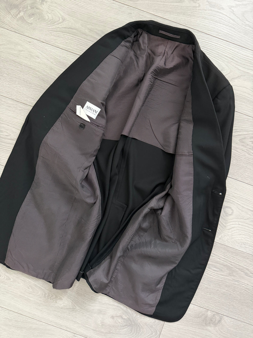 Armani 1990s Wool Viscose 2B Black Suit - Size M Jacket / 34" Waist