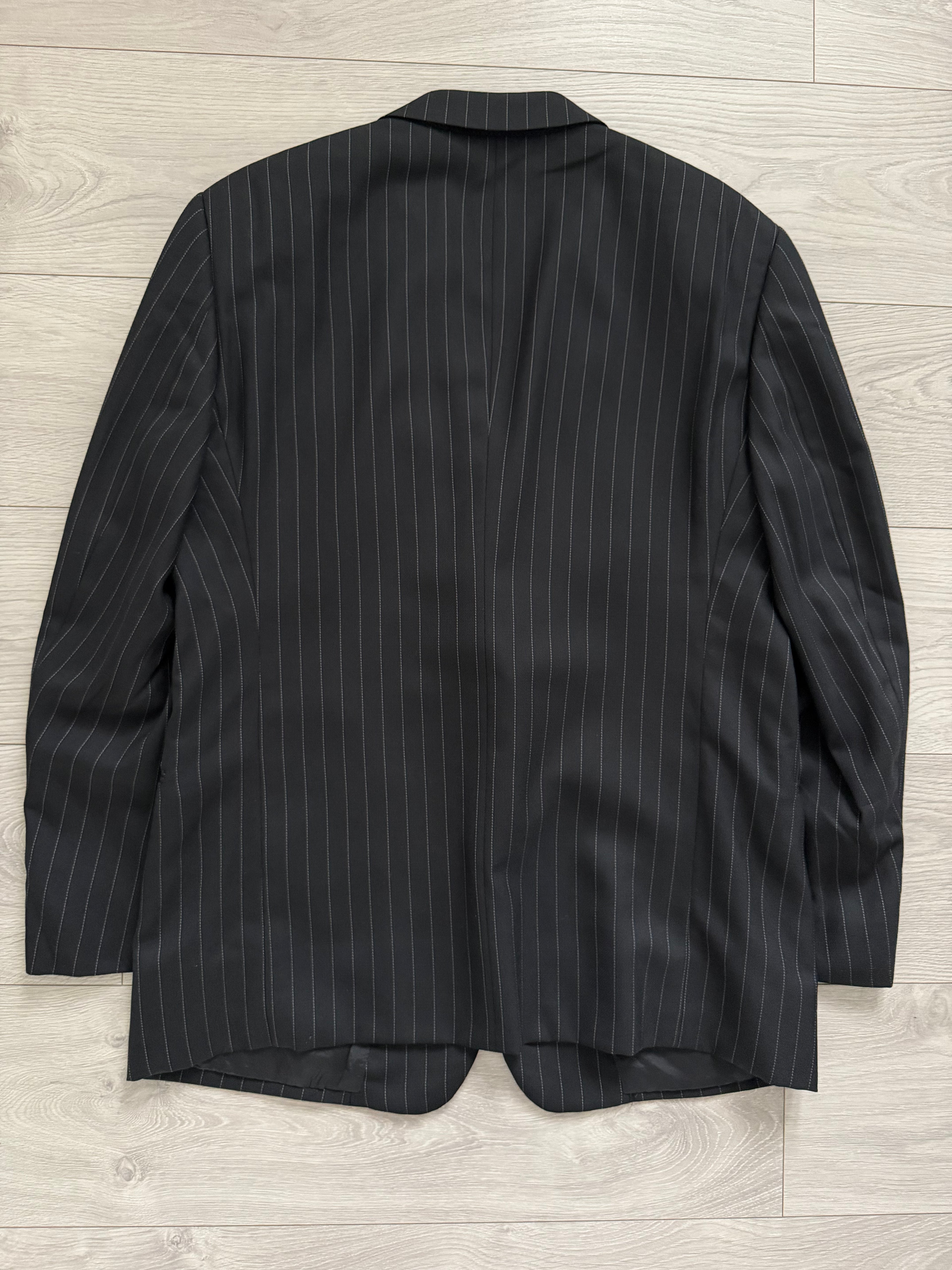 Armani 1990s Wool 2B Black Pinstripe Suit - Size XL Jacket / 36" Waist