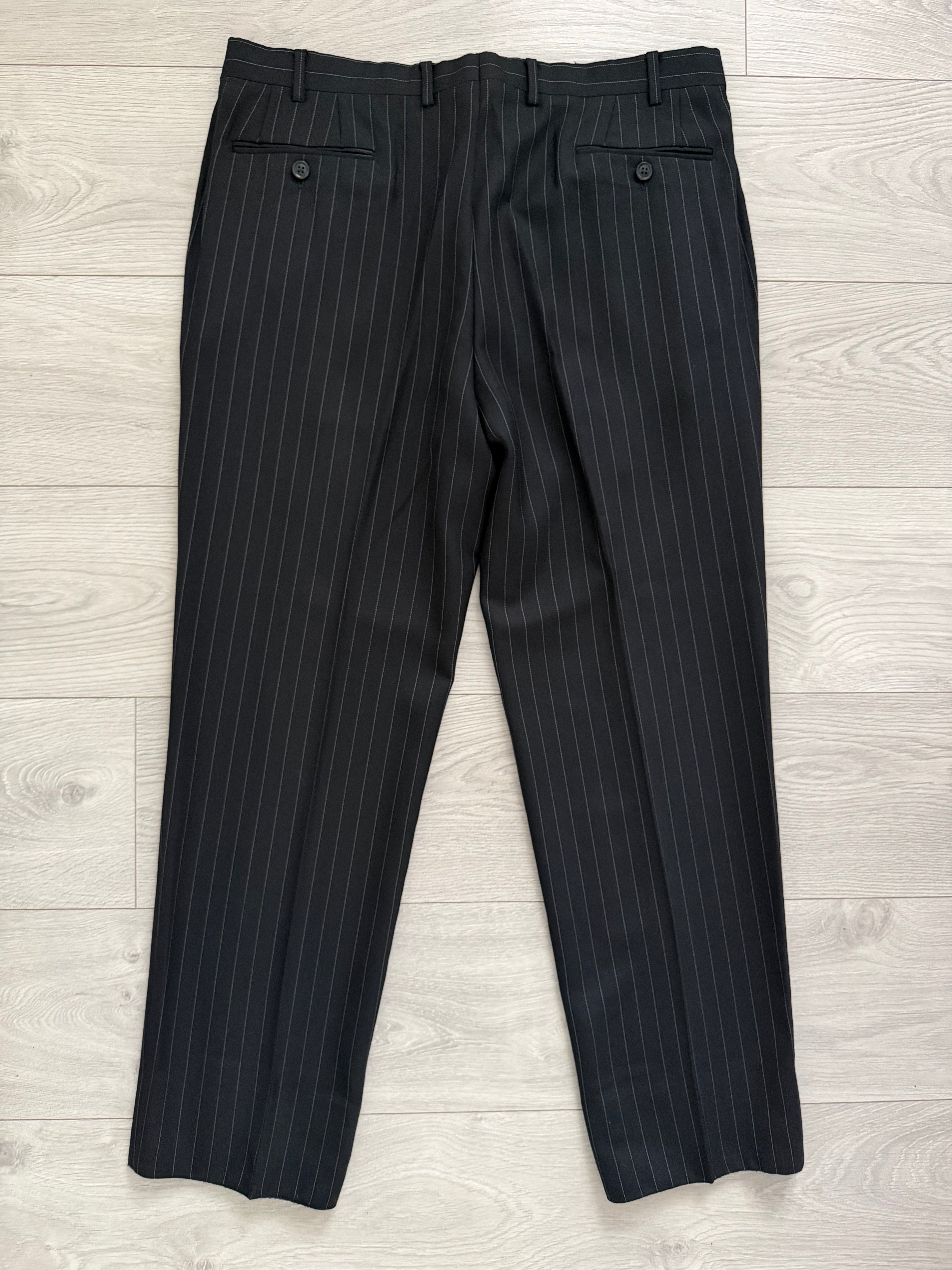 Armani 1990s Wool 2B Black Pinstripe Suit - Size XL Jacket / 36" Waist