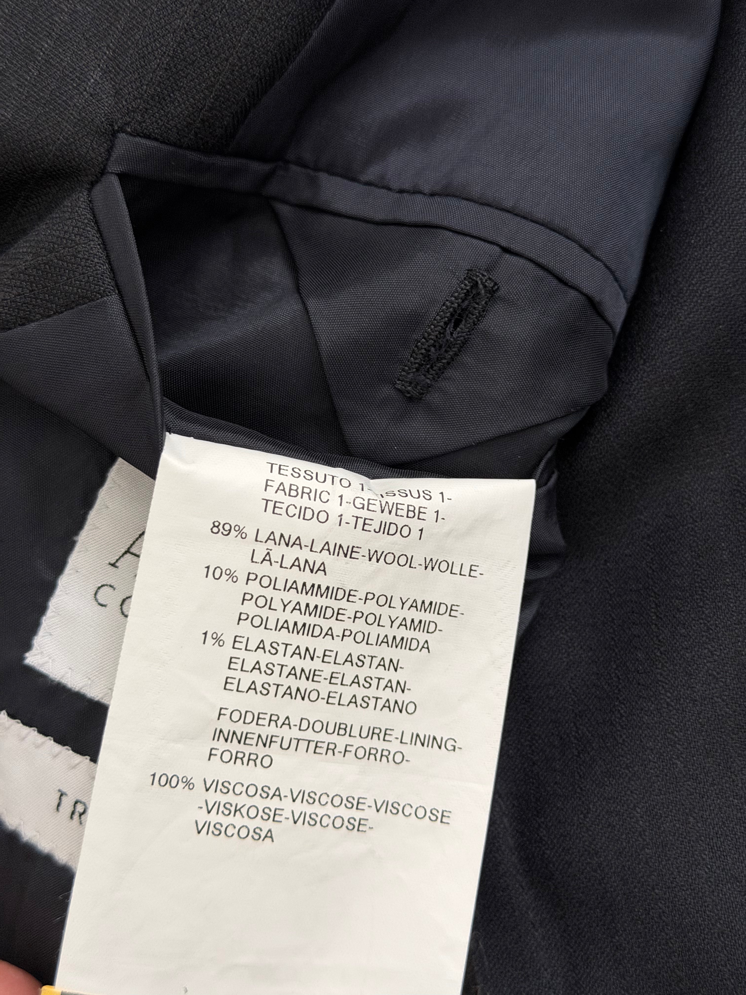 Armani 1990s Wool 2B Black Woven Suit - Size M Jacket / 32" Waist
