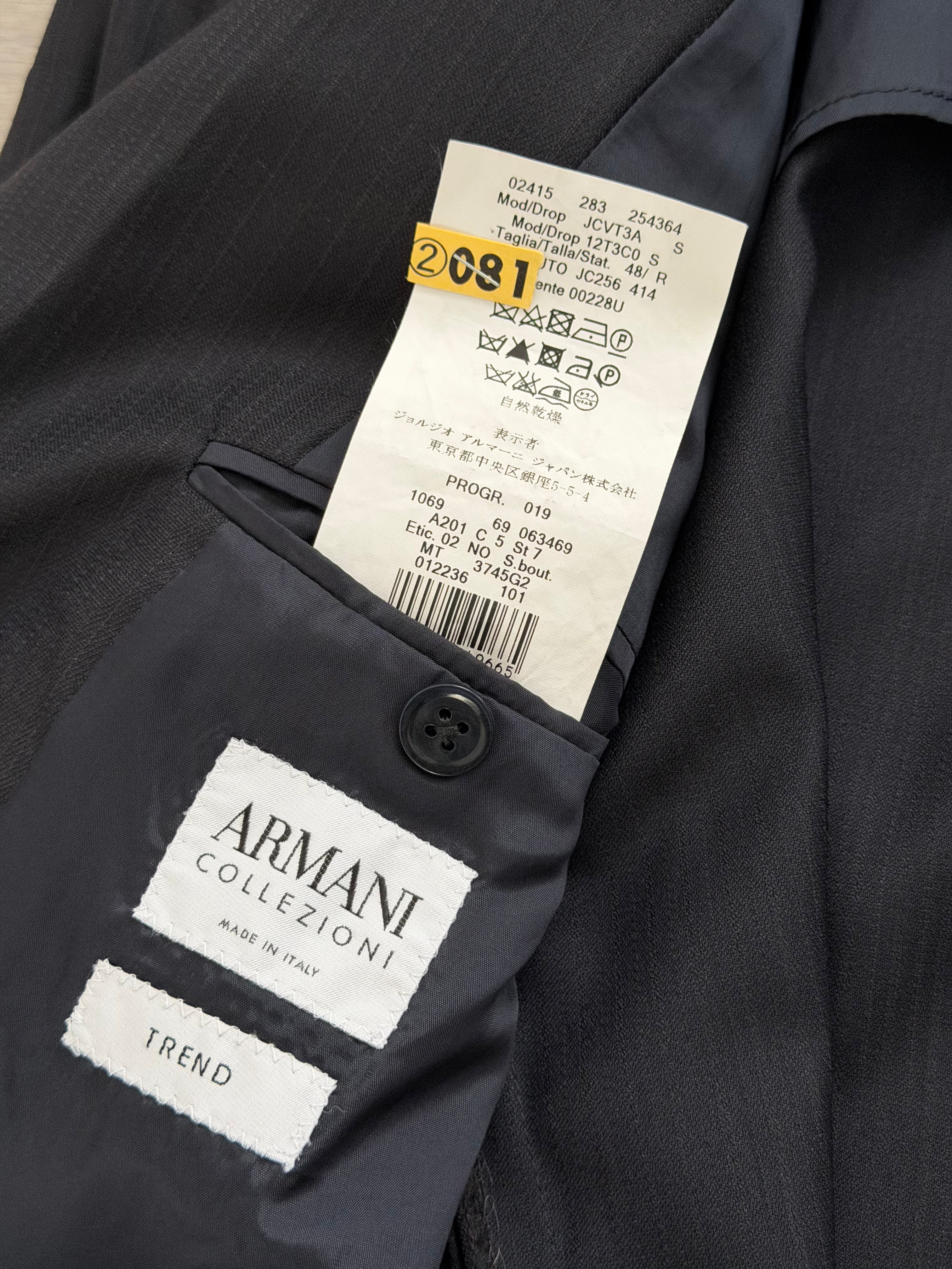 Armani 1990s Wool 2B Black Woven Suit - Size M Jacket / 32" Waist