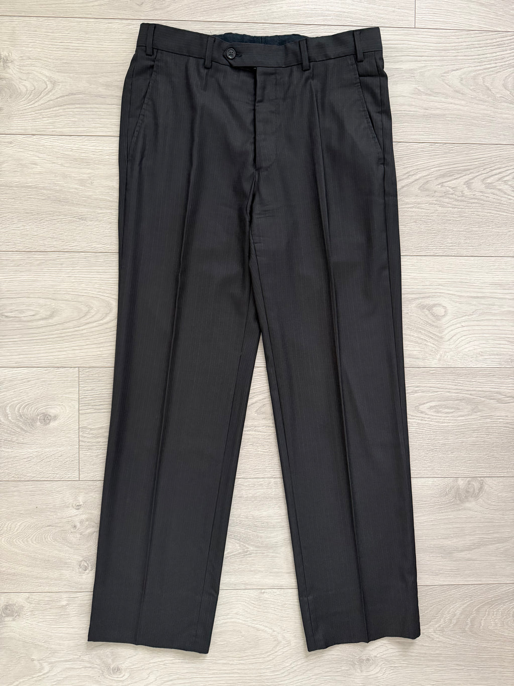 Armani 1990s Wool 2B Black Woven Suit - Size M Jacket / 32" Waist