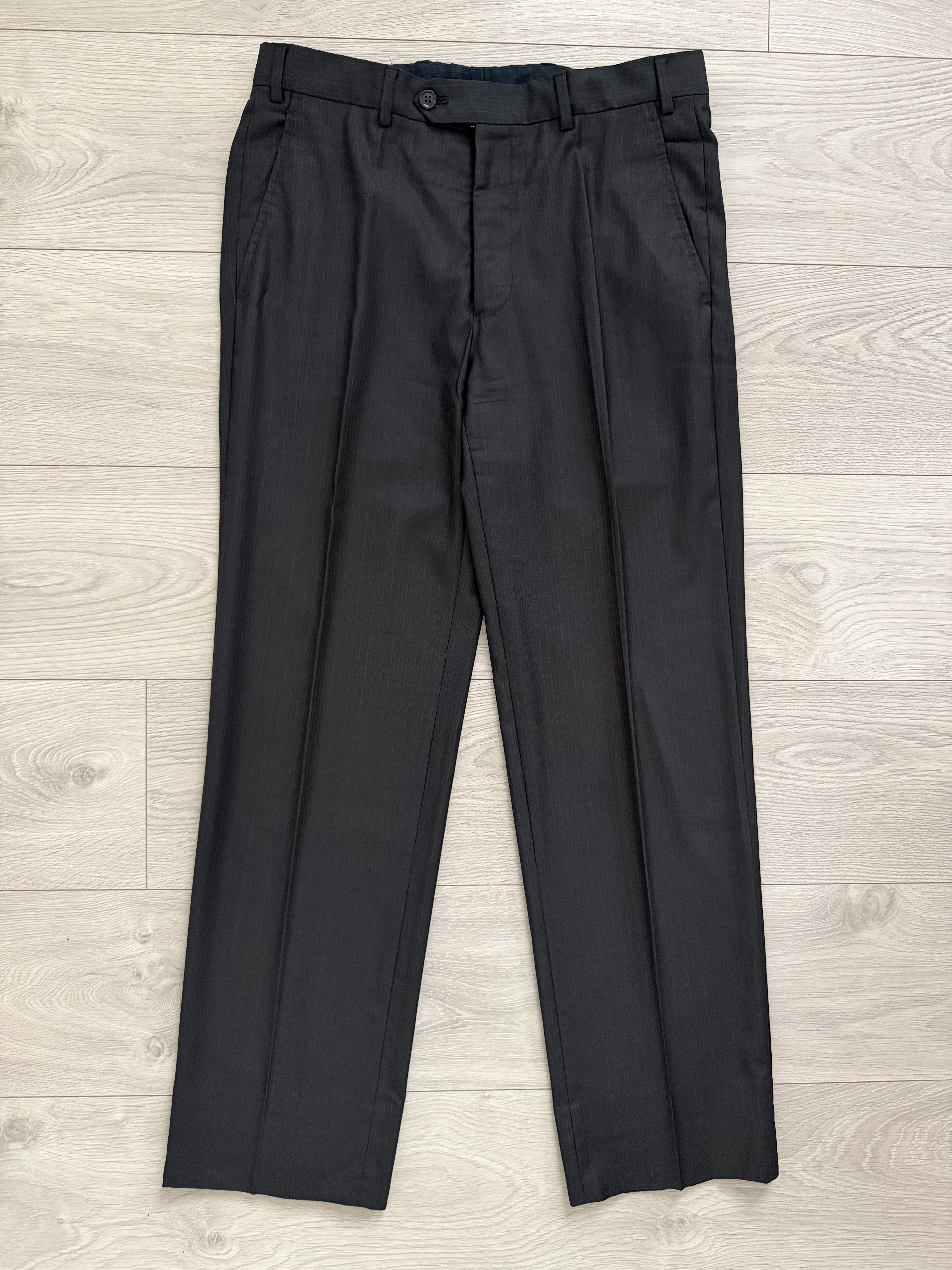 Armani 1990s Wool 2B Black Woven Suit - Size M Jacket / 32" Waist