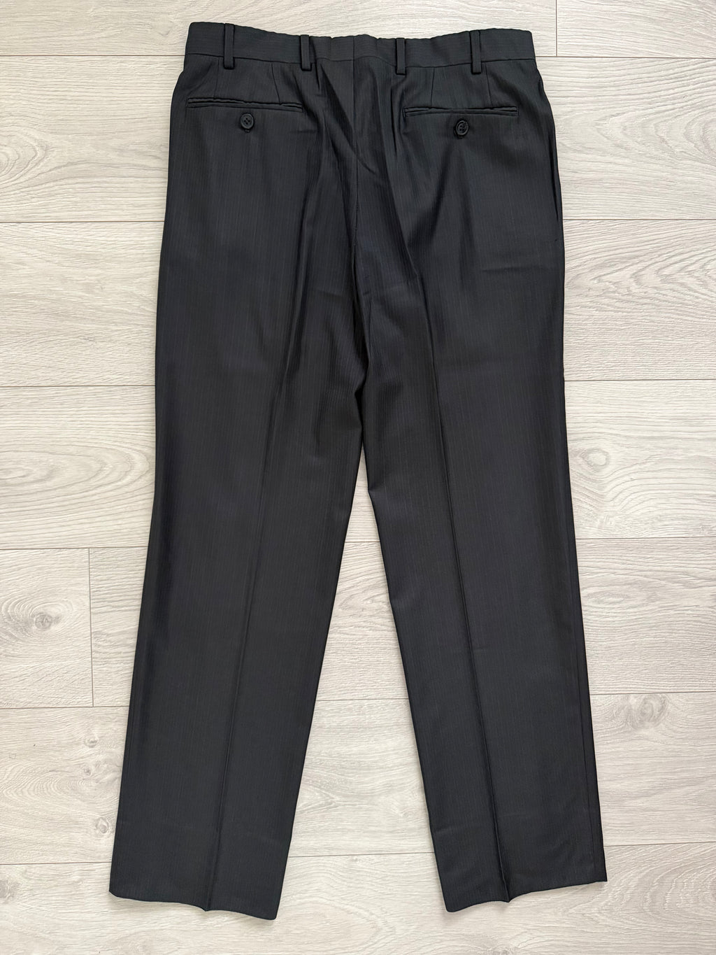 Armani 1990s Wool 2B Black Woven Suit - Size M Jacket / 32" Waist