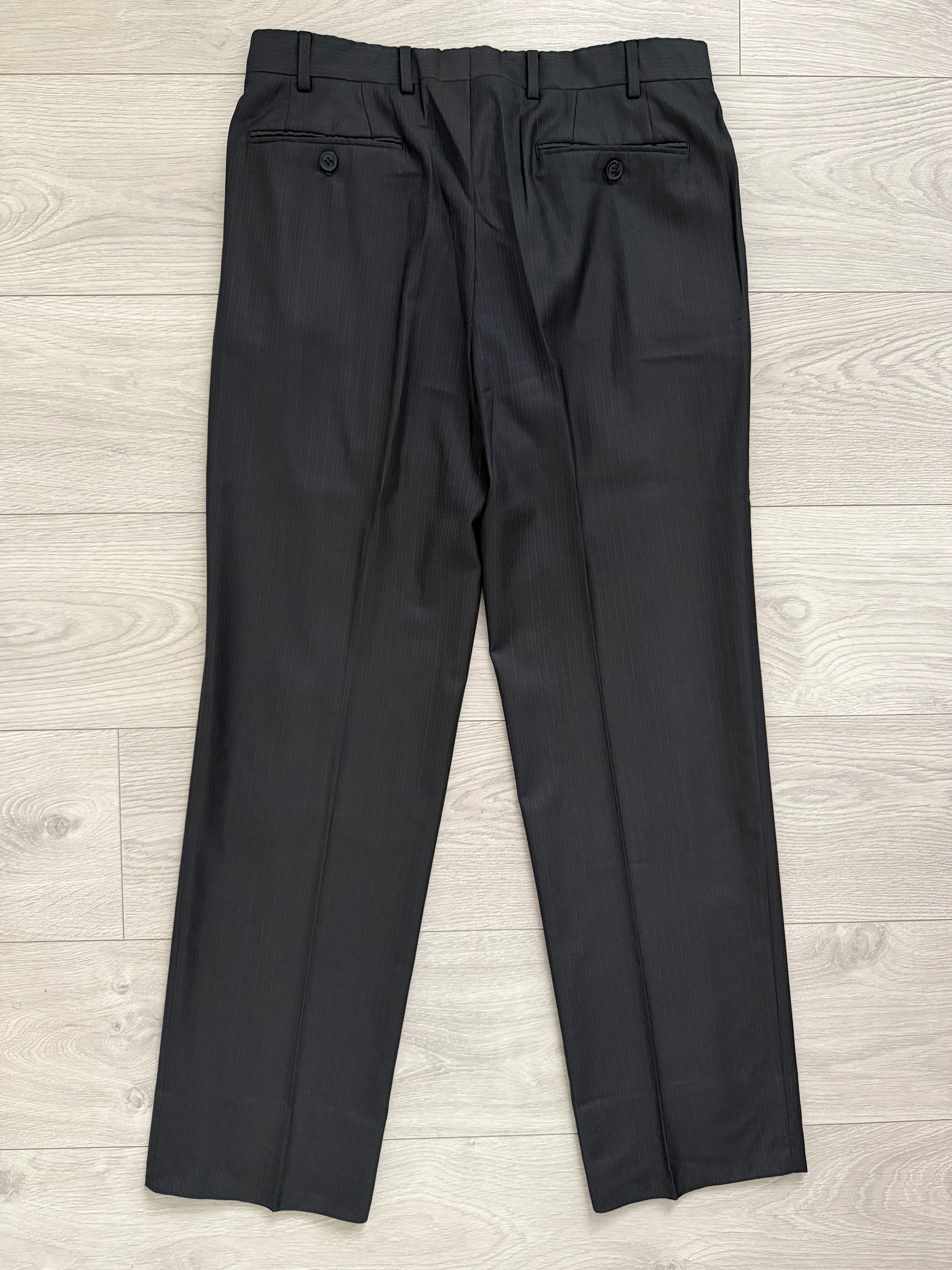 Armani 1990s Wool 2B Black Woven Suit - Size M Jacket / 32" Waist