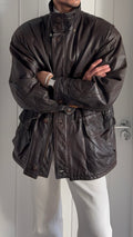 Hugo Boss 1980s Leather Military Field Jacket - Size L