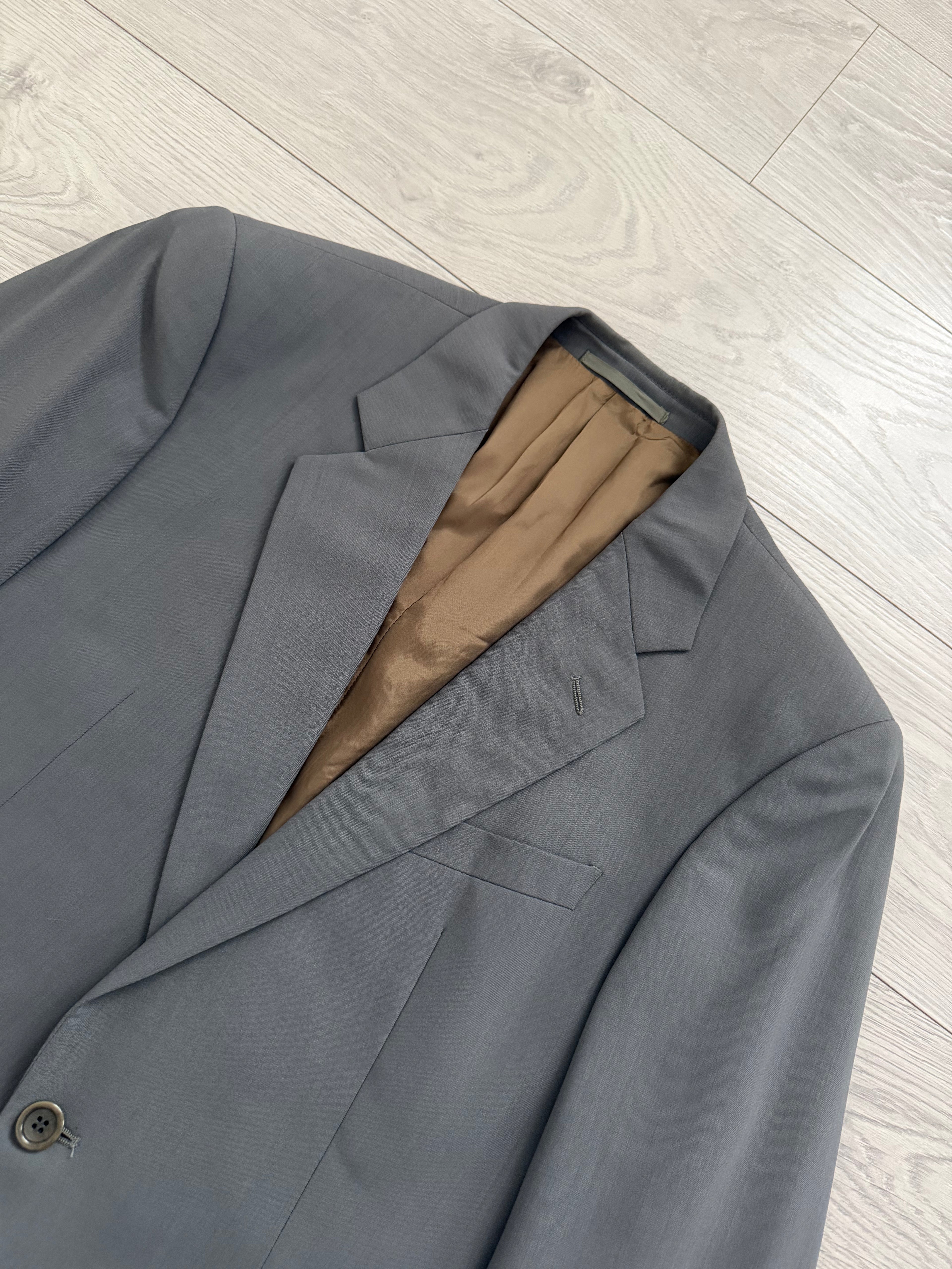 Armani 1990s Wool 2B Taupe Green Wool Pleated Suit - Size L Jacket / 34" Waist