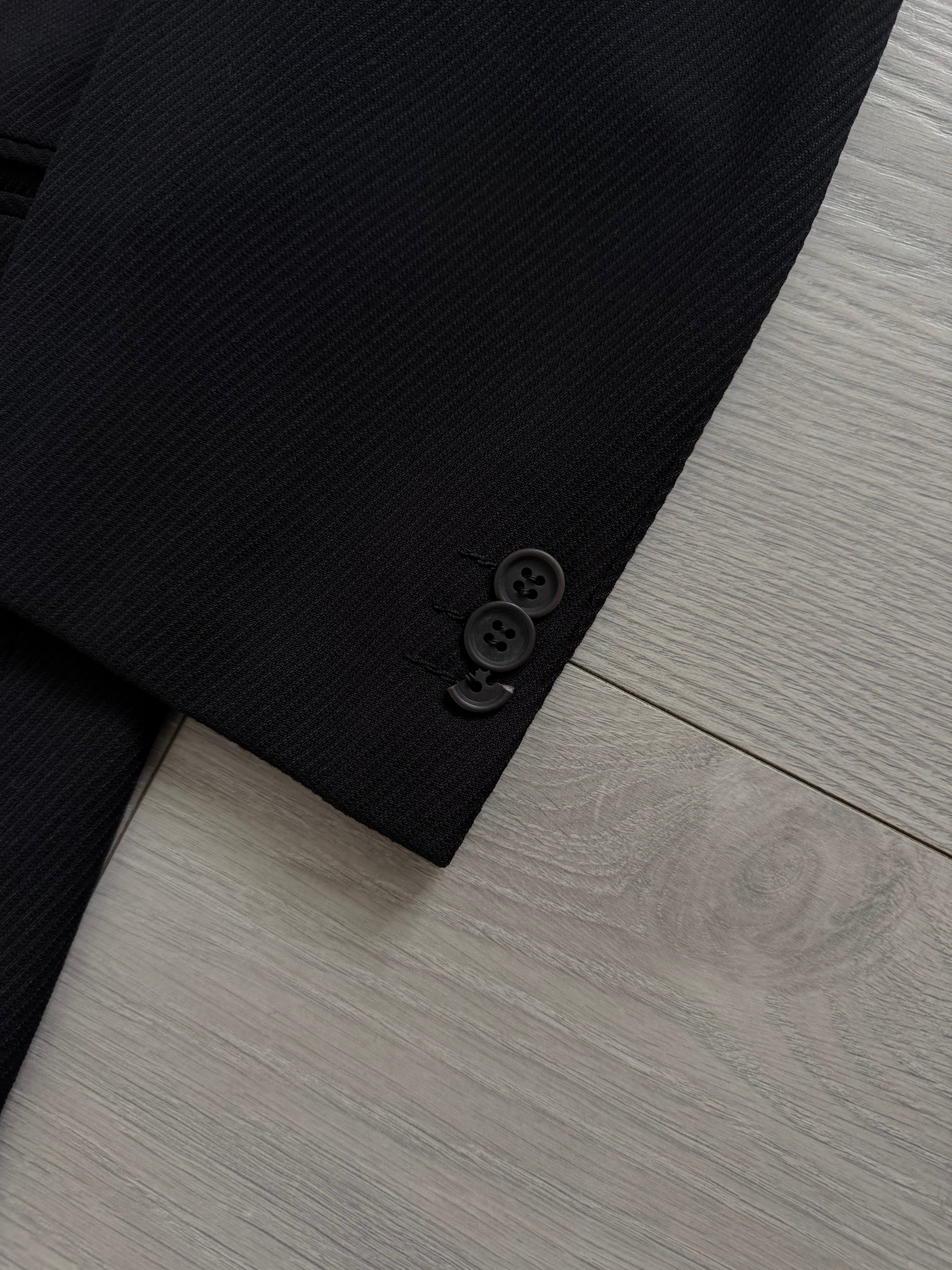 Giorgio Armani 1980s 3B Black Twill Wool Pleated Suit - Size S Jacket / 32" Waist