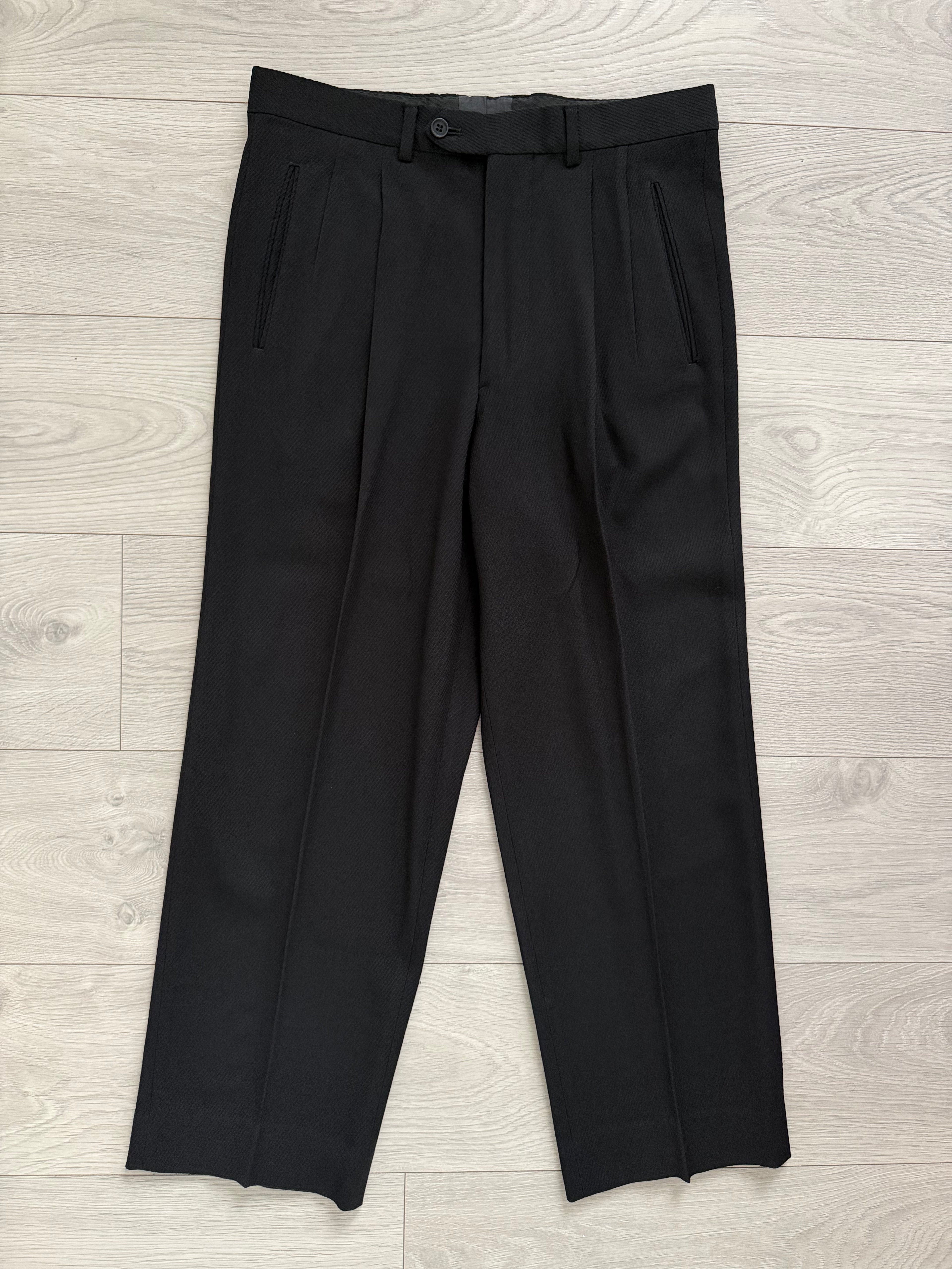 Giorgio Armani 1980s 3B Black Twill Wool Pleated Suit - Size S Jacket / 32" Waist