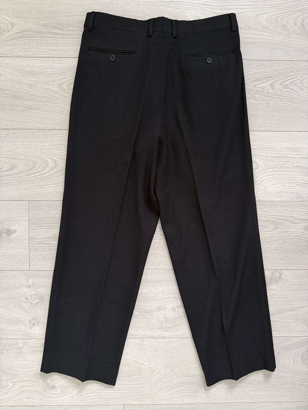 Giorgio Armani 1980s 3B Black Twill Wool Pleated Suit - Size S Jacket / 32" Waist
