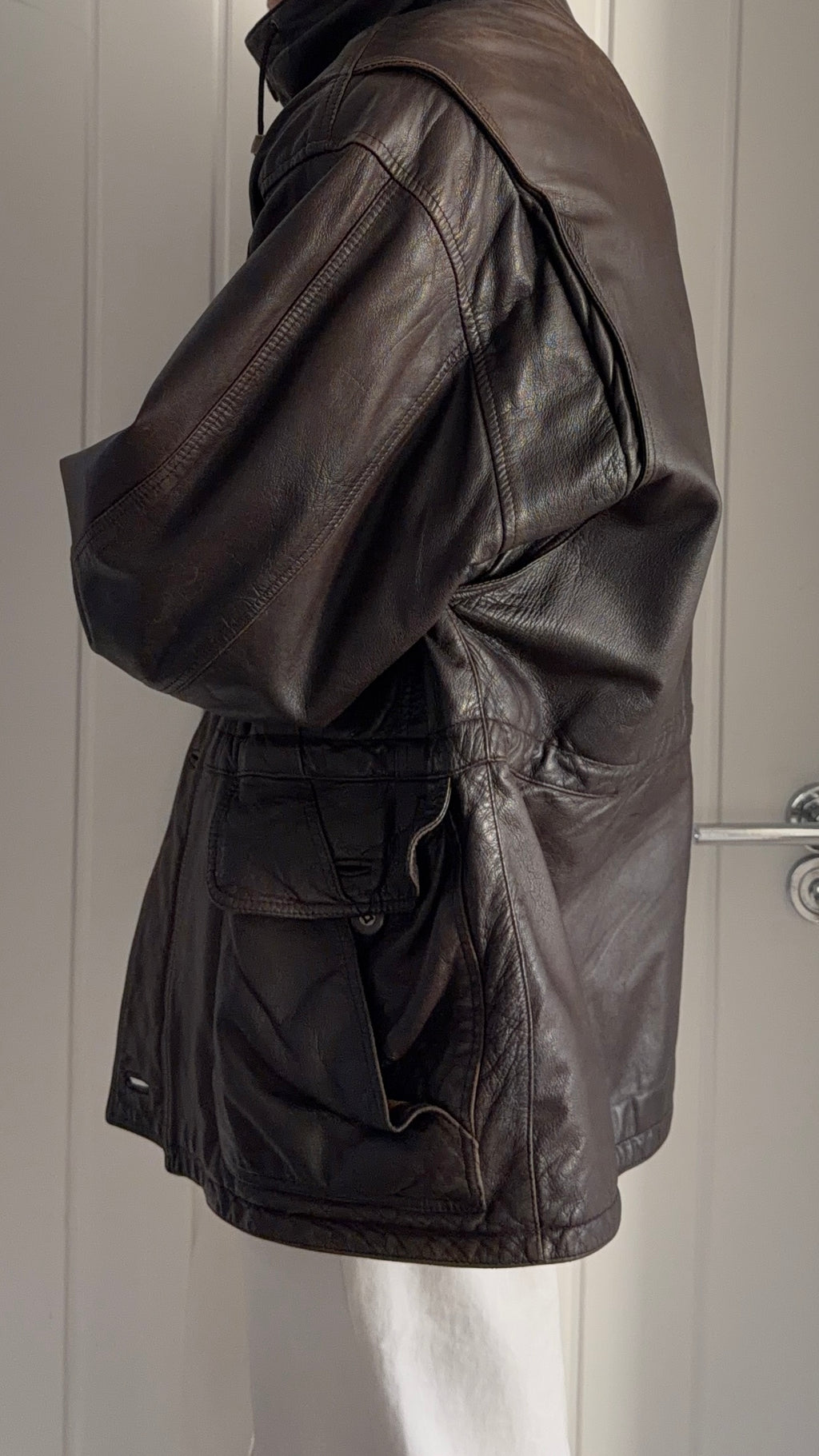 Hugo Boss 1980s Leather Military Field Jacket - Size L