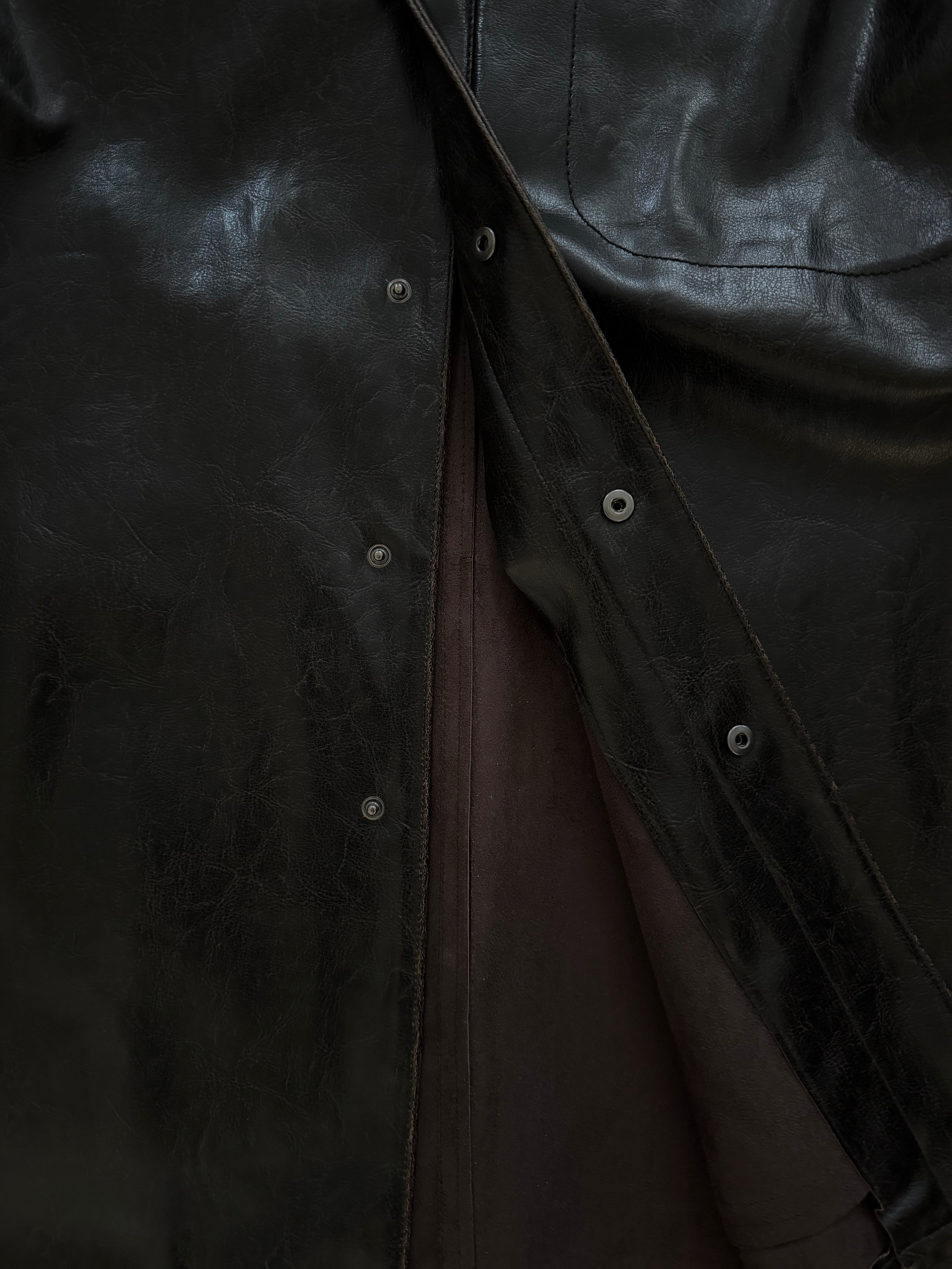 Giorgio Armani 2000s Leather Effect Snap Front Jacket  - Size XL