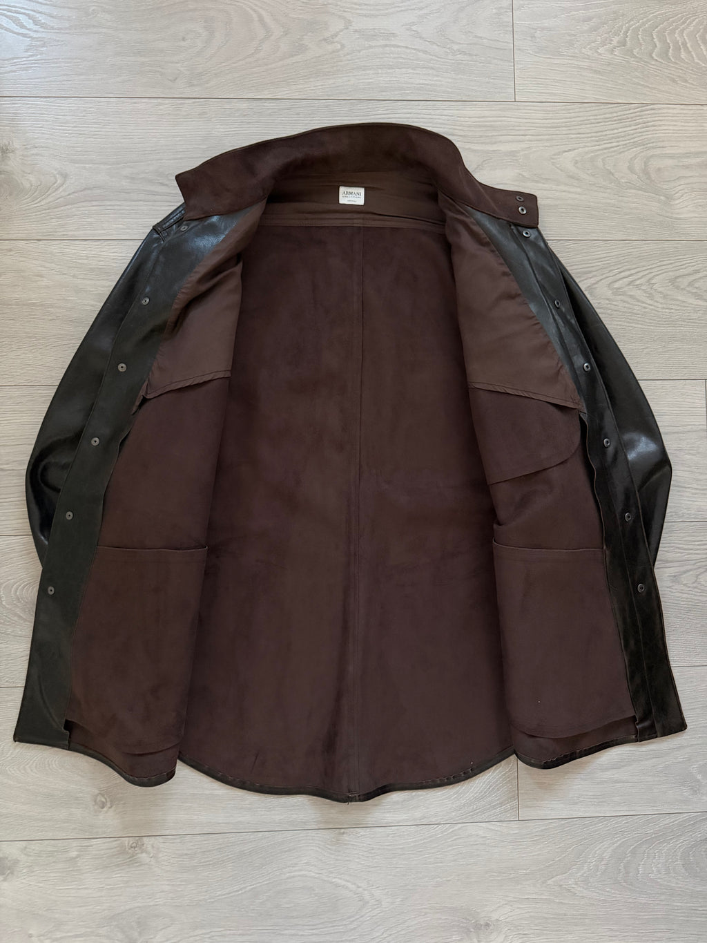 Giorgio Armani 2000s Leather Effect Snap Front Jacket  - Size XL