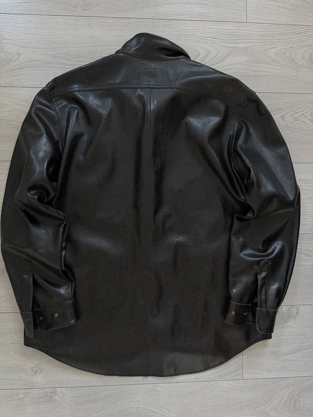 Giorgio Armani 2000s Leather Effect Snap Front Jacket  - Size XL